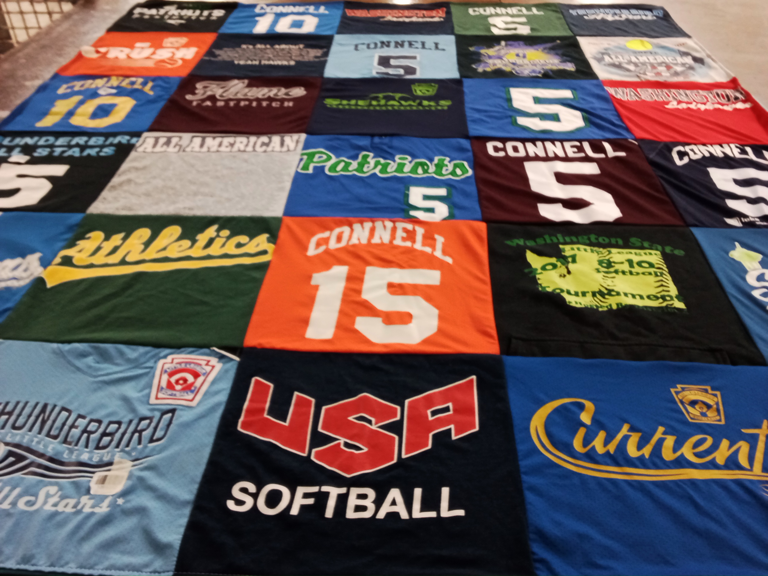 T-shirt quilt featuring thunderbird all stars by Mariko from WA