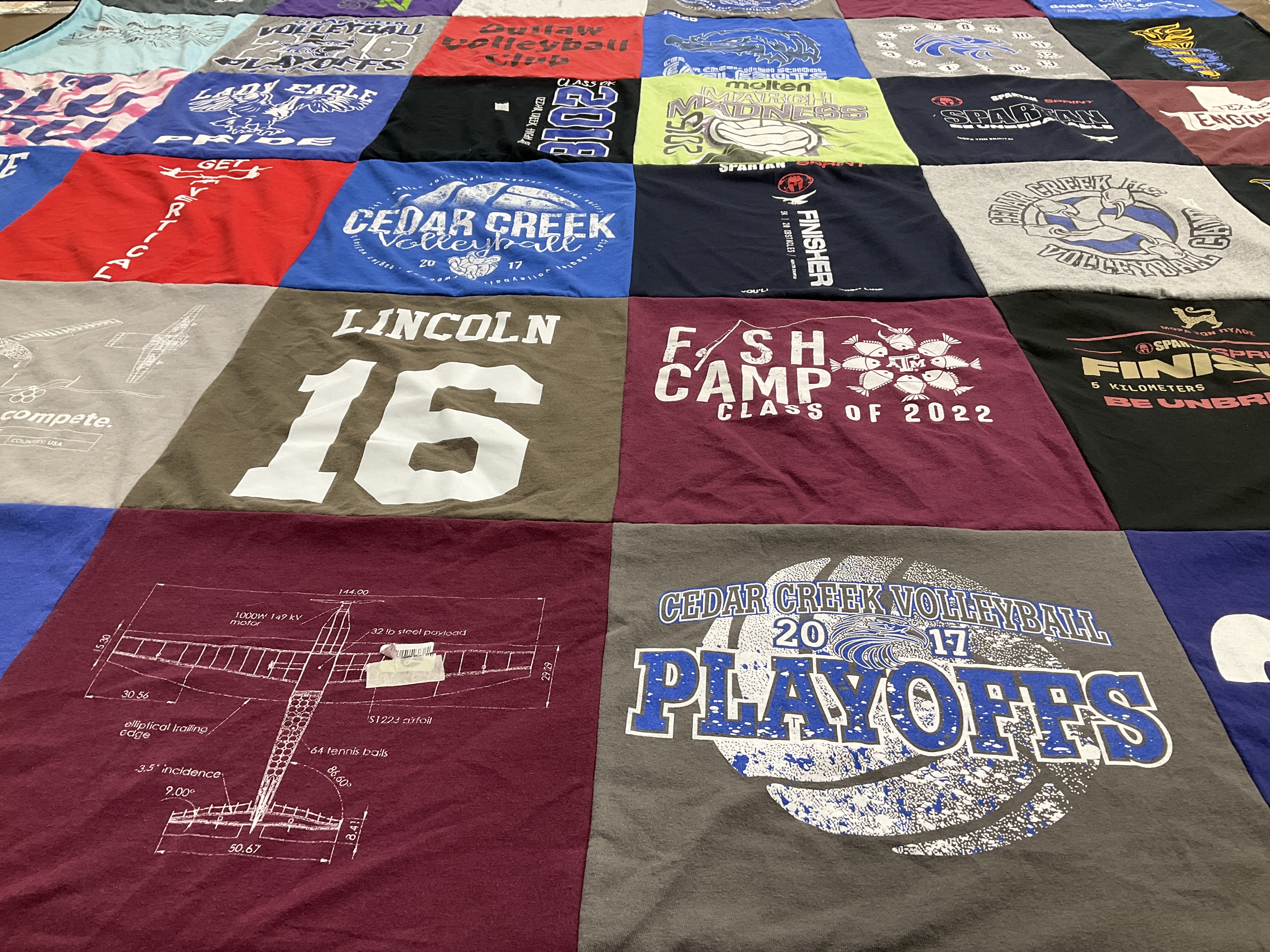 T-shirt quilt featuring cedar creek volleyball by Lisa from TX