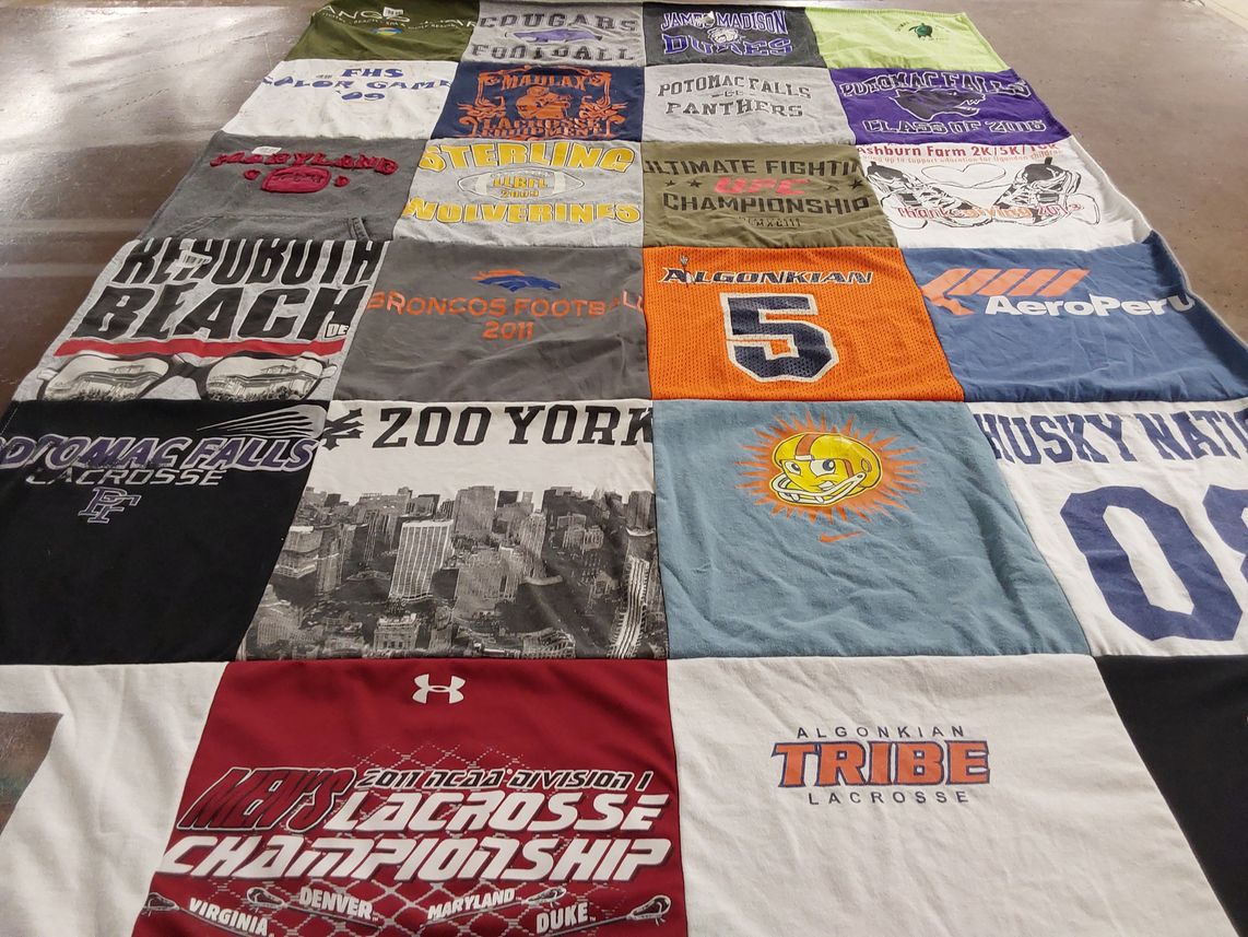 T-shirt quilt featuring broncos football, algonkian tribe lacrosse by julie from VA