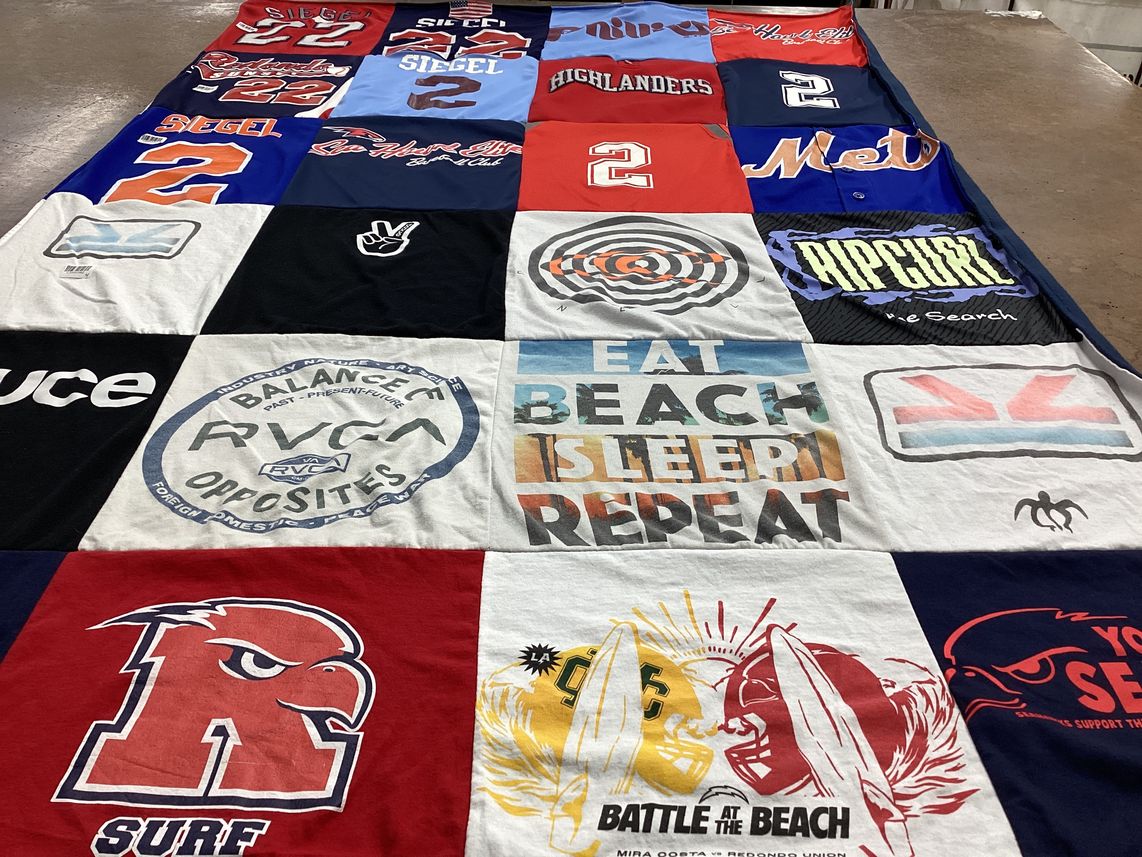 T-shirt quilt featuring highlanders, metropolitan college by Sara from CA