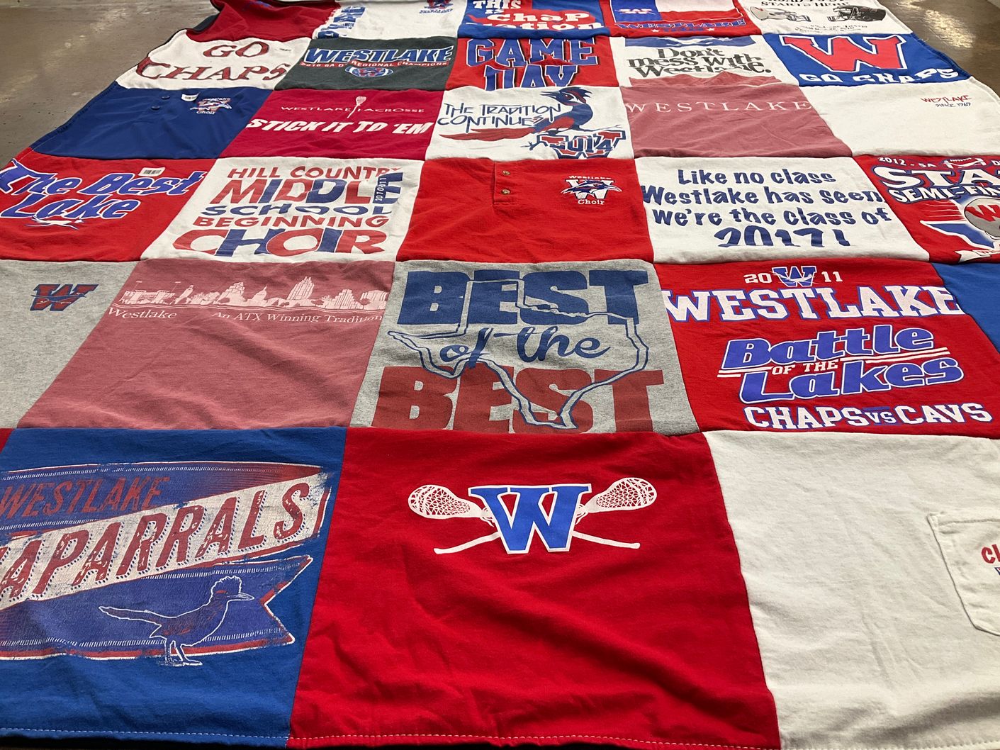 T-shirt quilt featuring westlake chaparrals by Melanie from TX