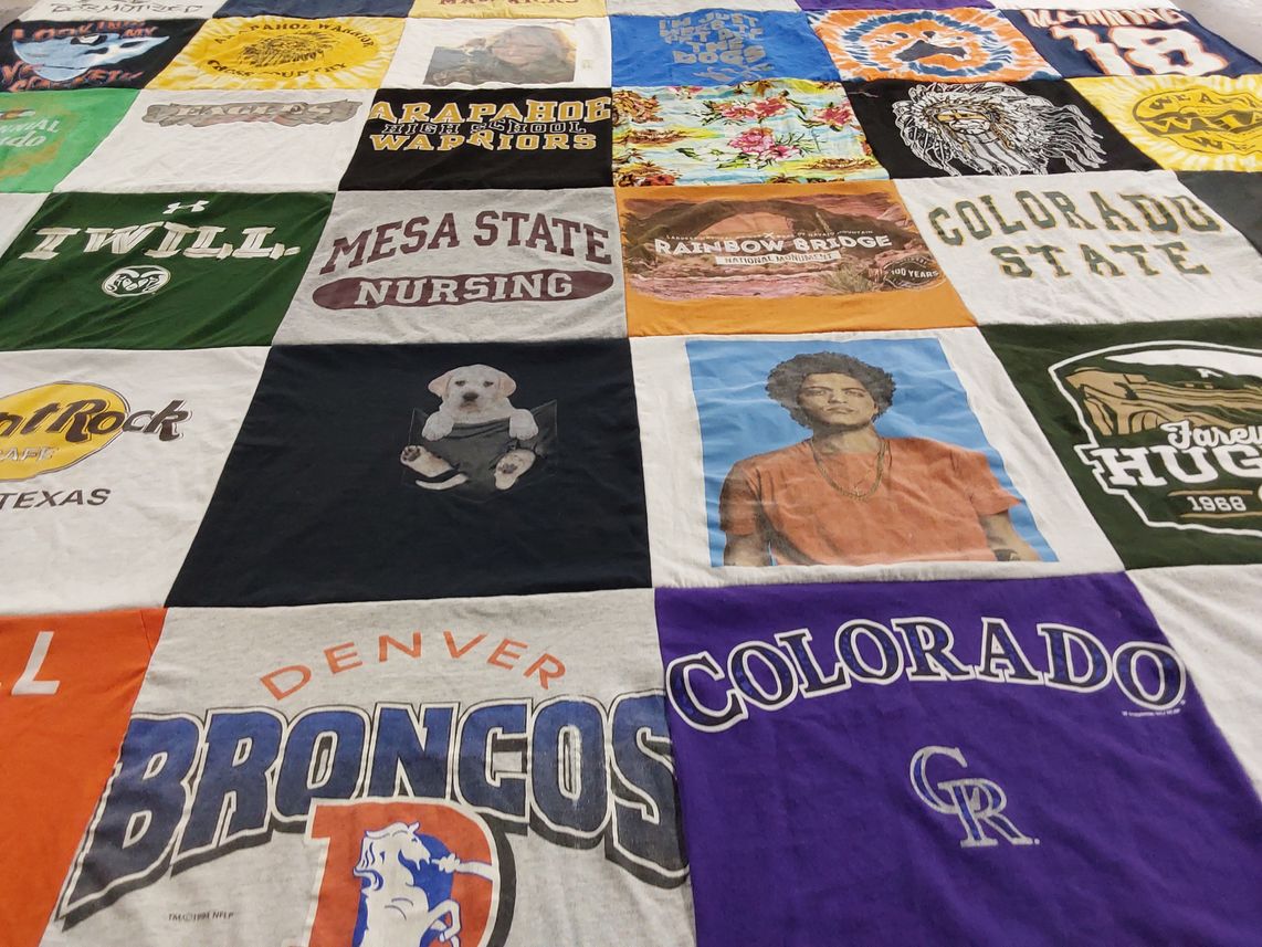 T-shirt quilt featuring denver broncos by Sally from CO