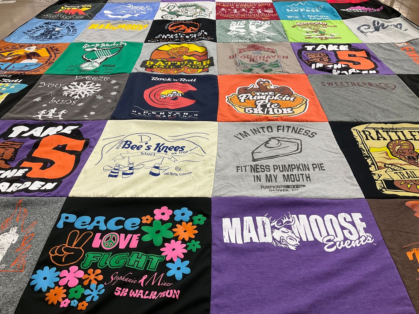 T-shirt quilt with fitness, running themes by Kristina from CO