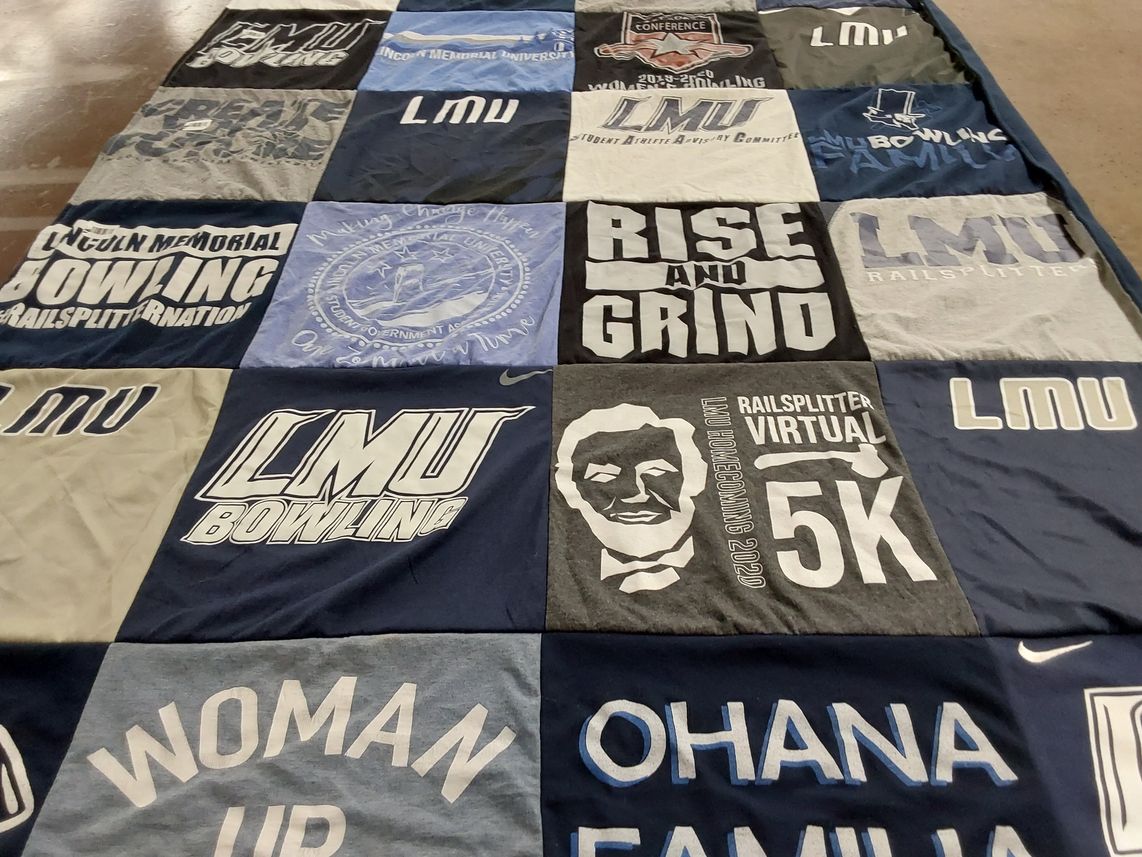 T-shirt quilt featuring lincoln memorial university bowling by Morgan from OH
