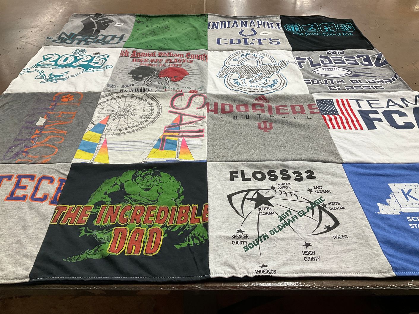 T-shirt quilt featuring indianapolis colts, south oldham football by Craig from KY