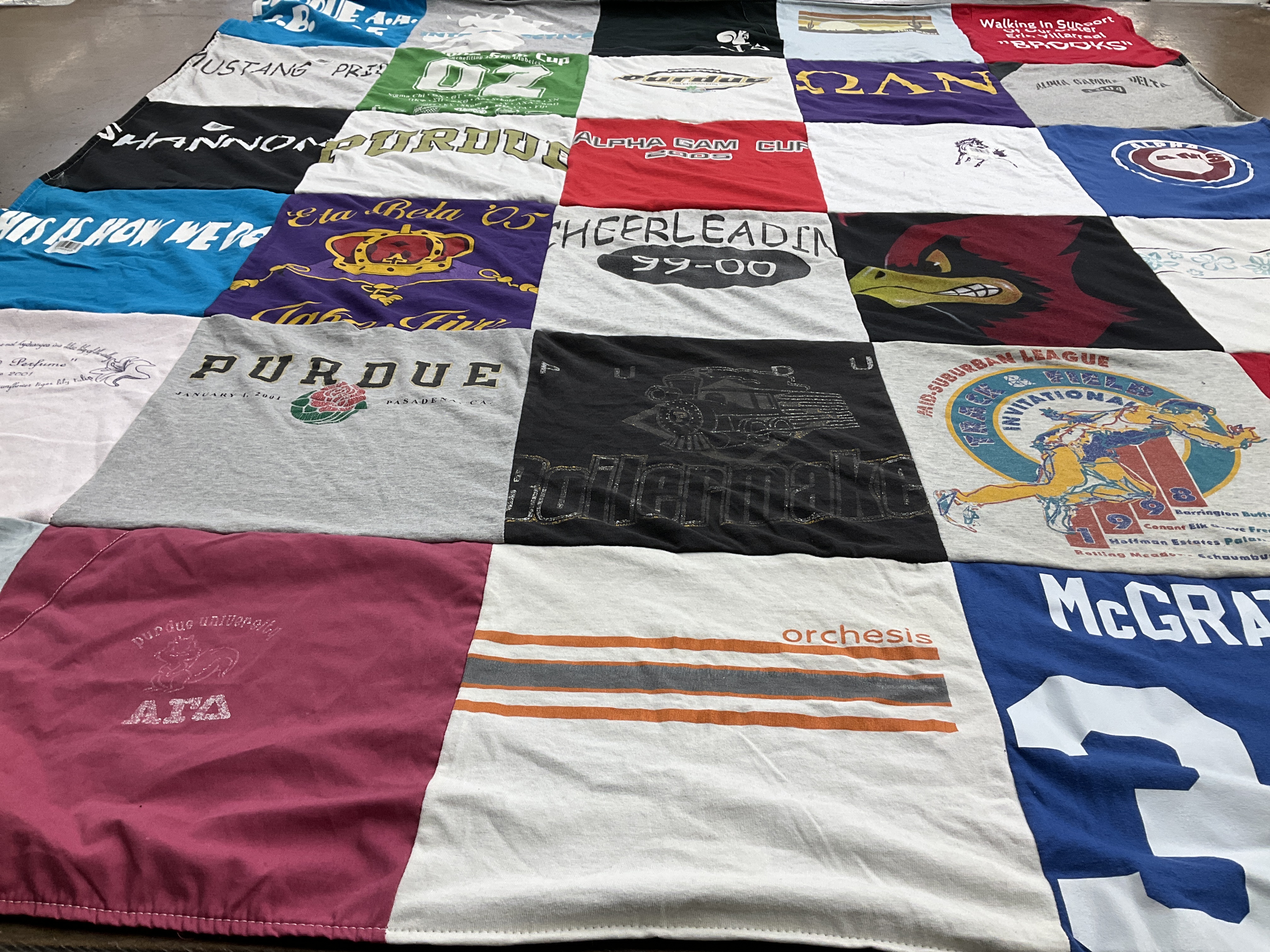 T-shirt quilt featuring princeton university cheerleading team by Shannon from IL