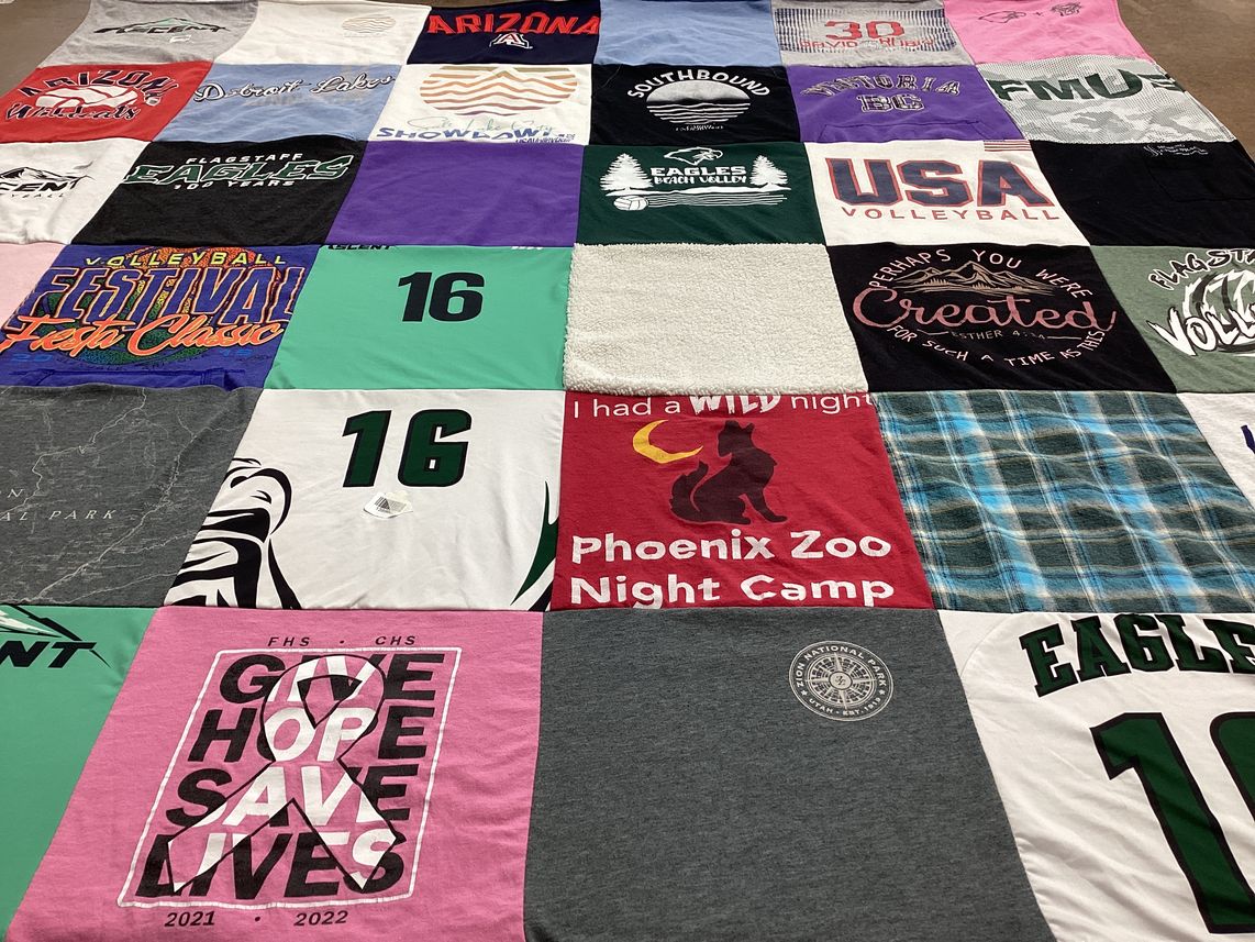 T-shirt quilt from flagstaff high school, florida memorial university by Deja from AZ
