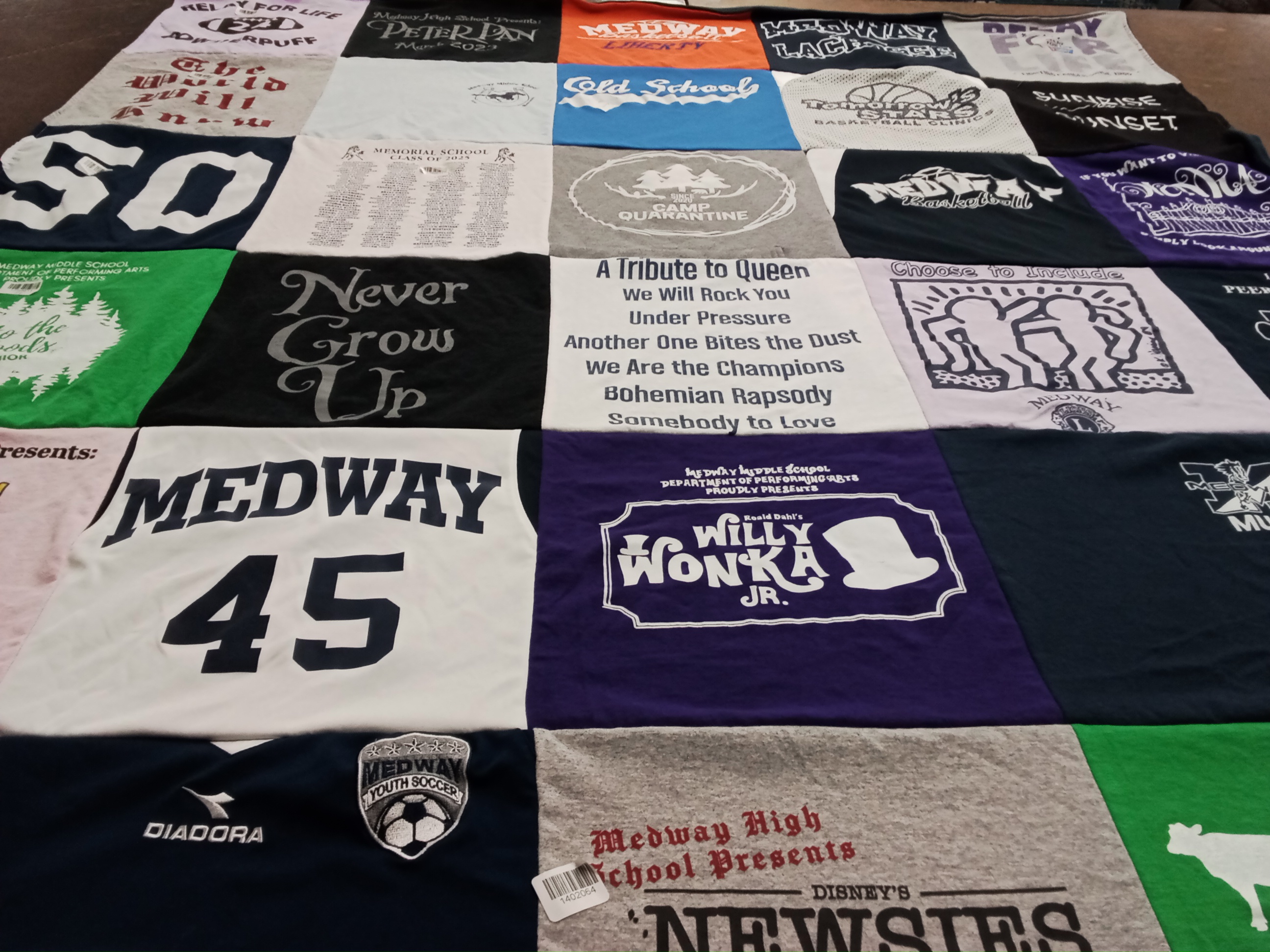 T-shirt quilt featuring medway youth soccer, midway lacrosse by Elizabeth from MA
