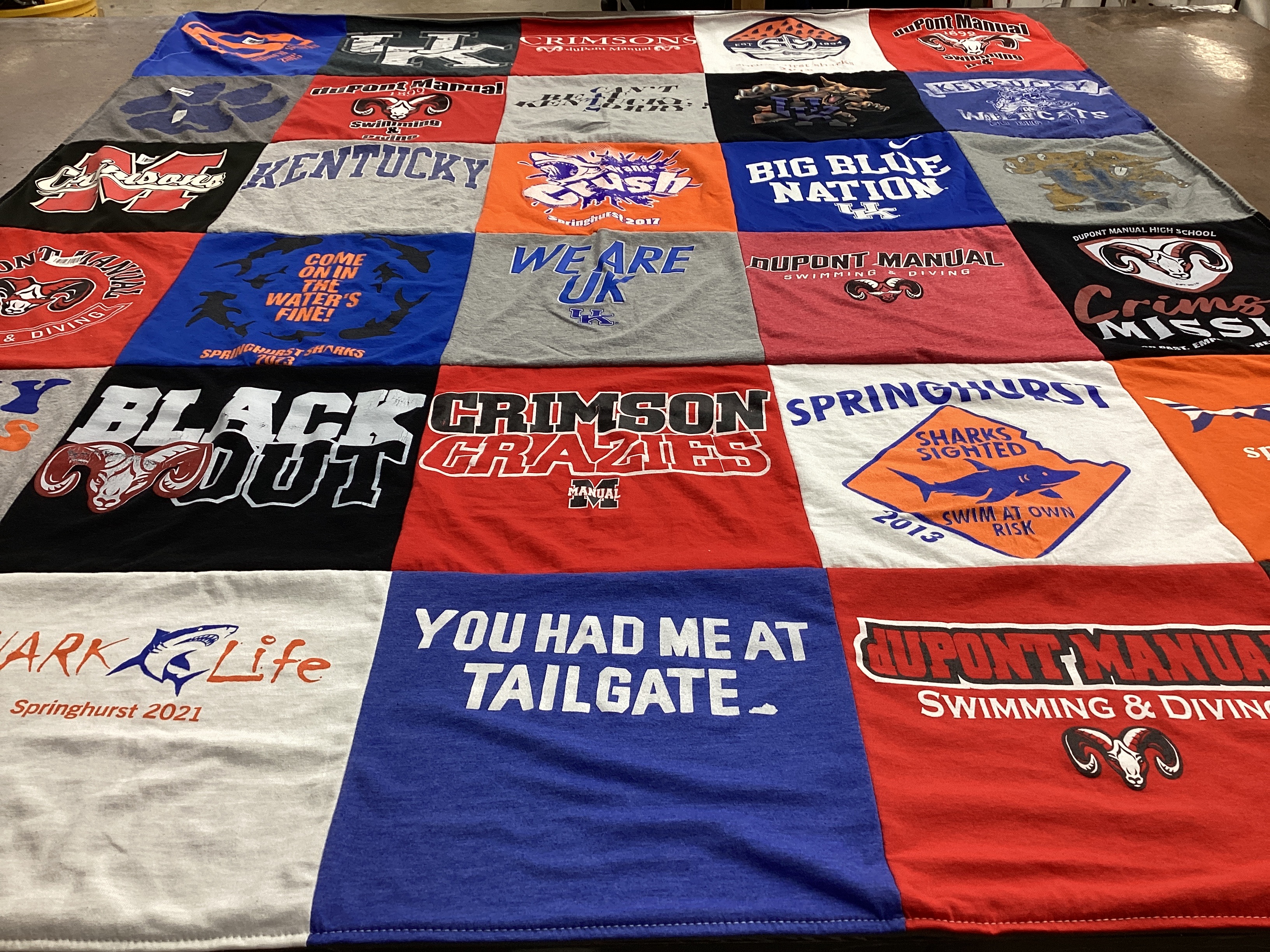 T-shirt quilt featuring crimson crazies by Courtney from KY