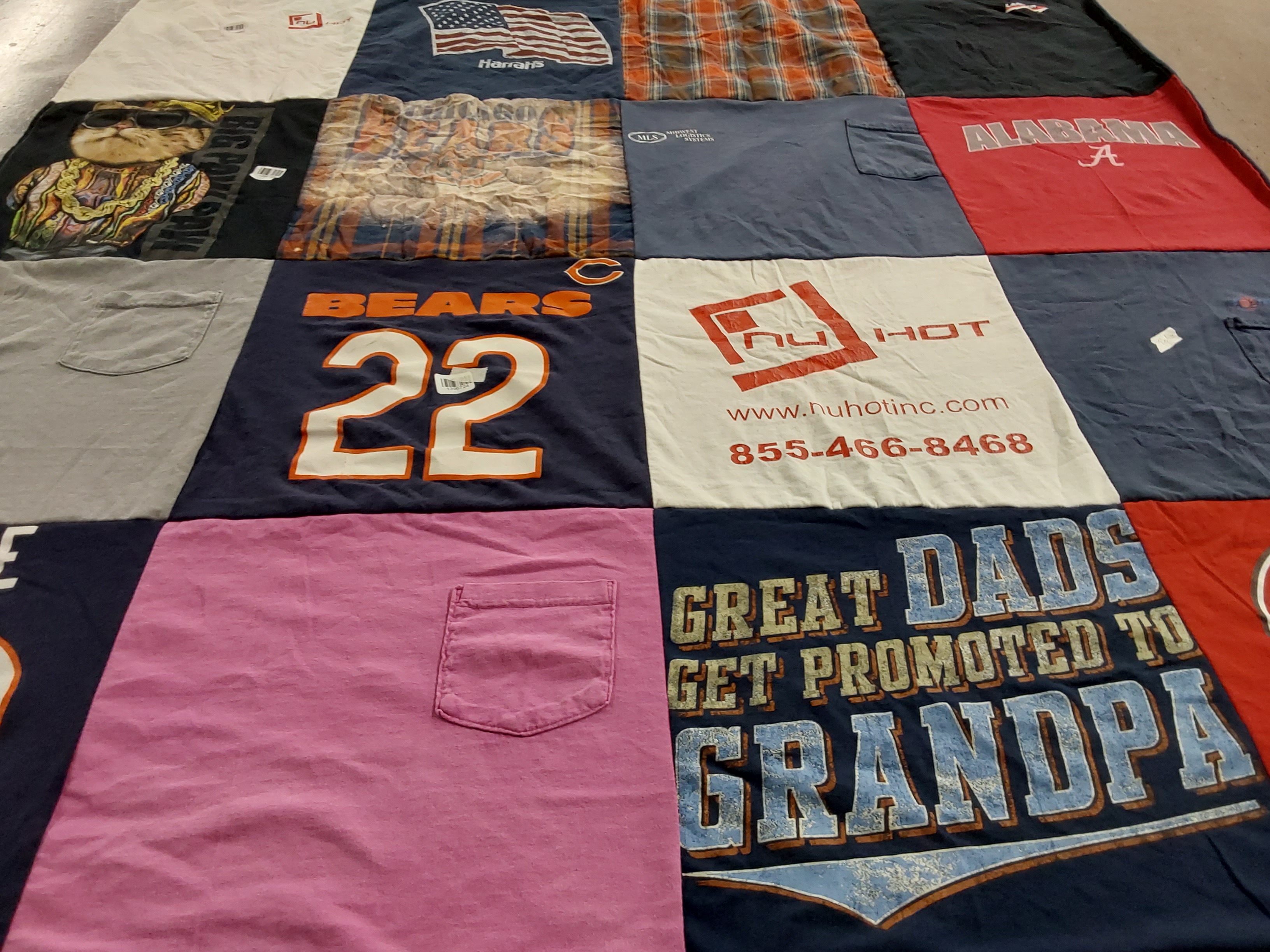 T-shirt quilt with sports, family themes by DAWN from TX