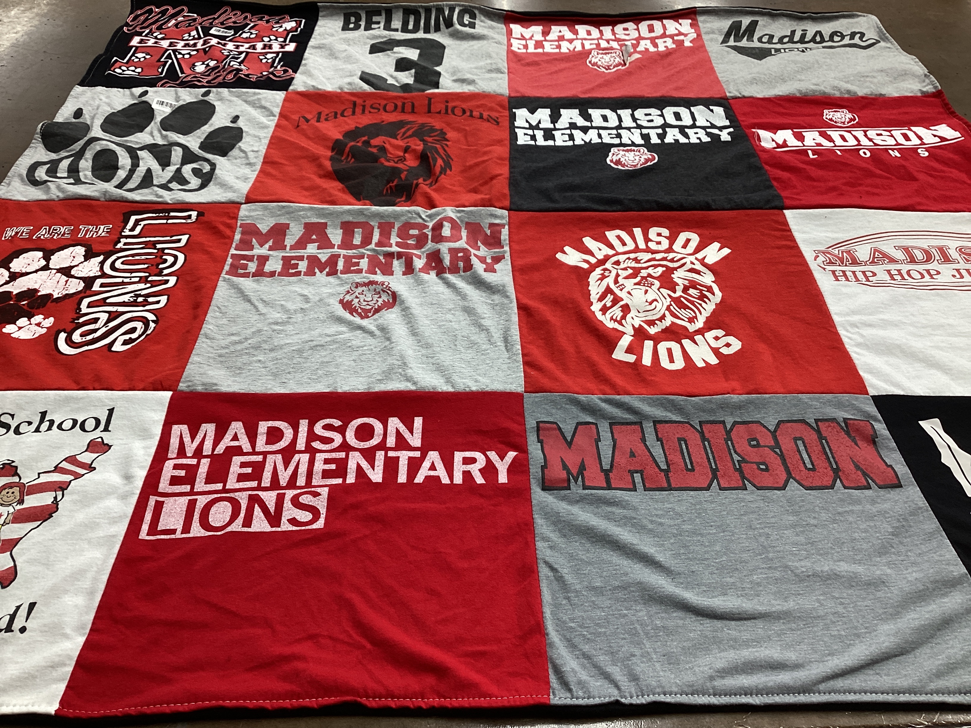 T-shirt quilt featuring madison lions by Sarah from IA