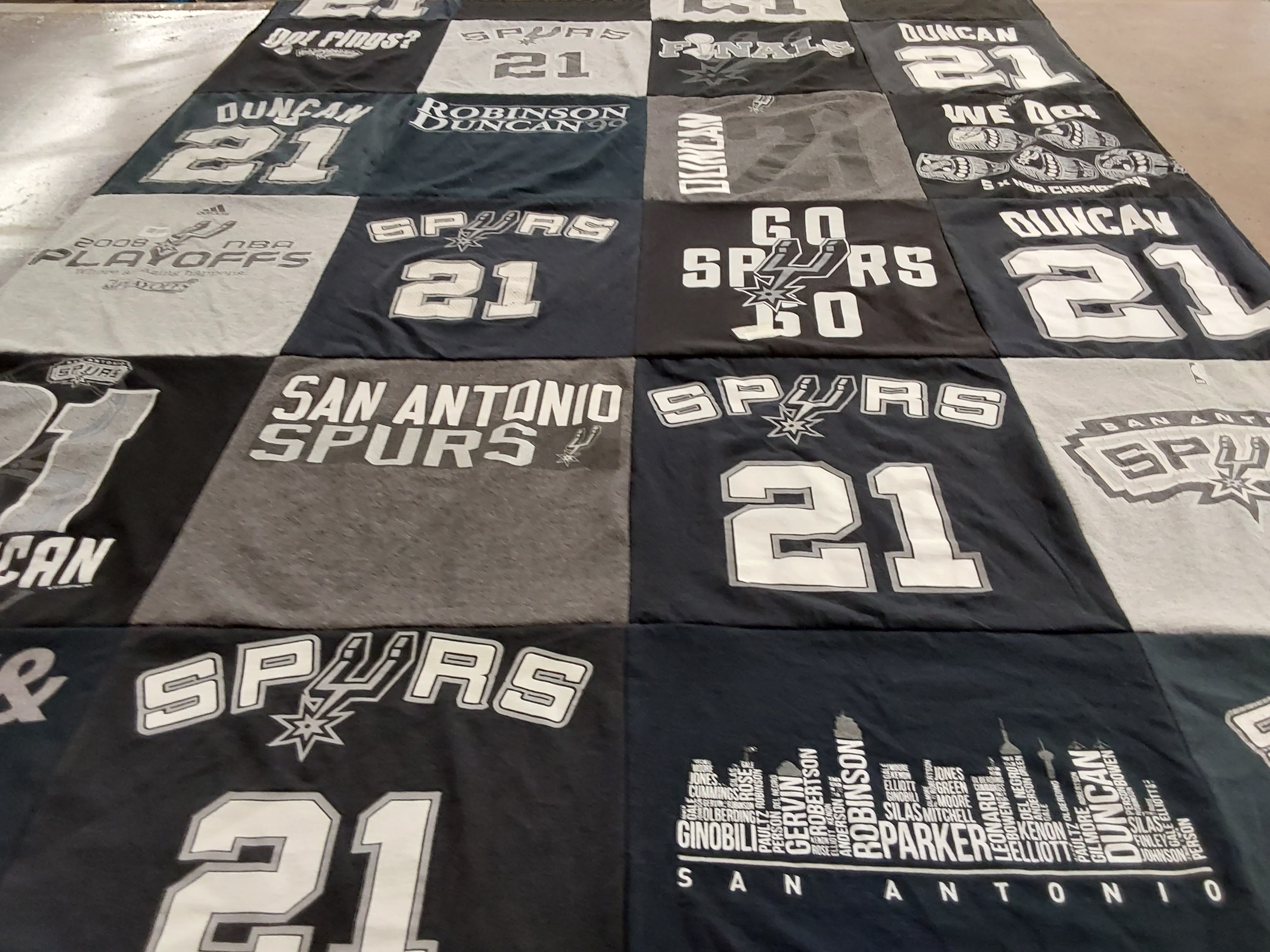 T-shirt quilt featuring san antonio spurs by Jennifer from TX