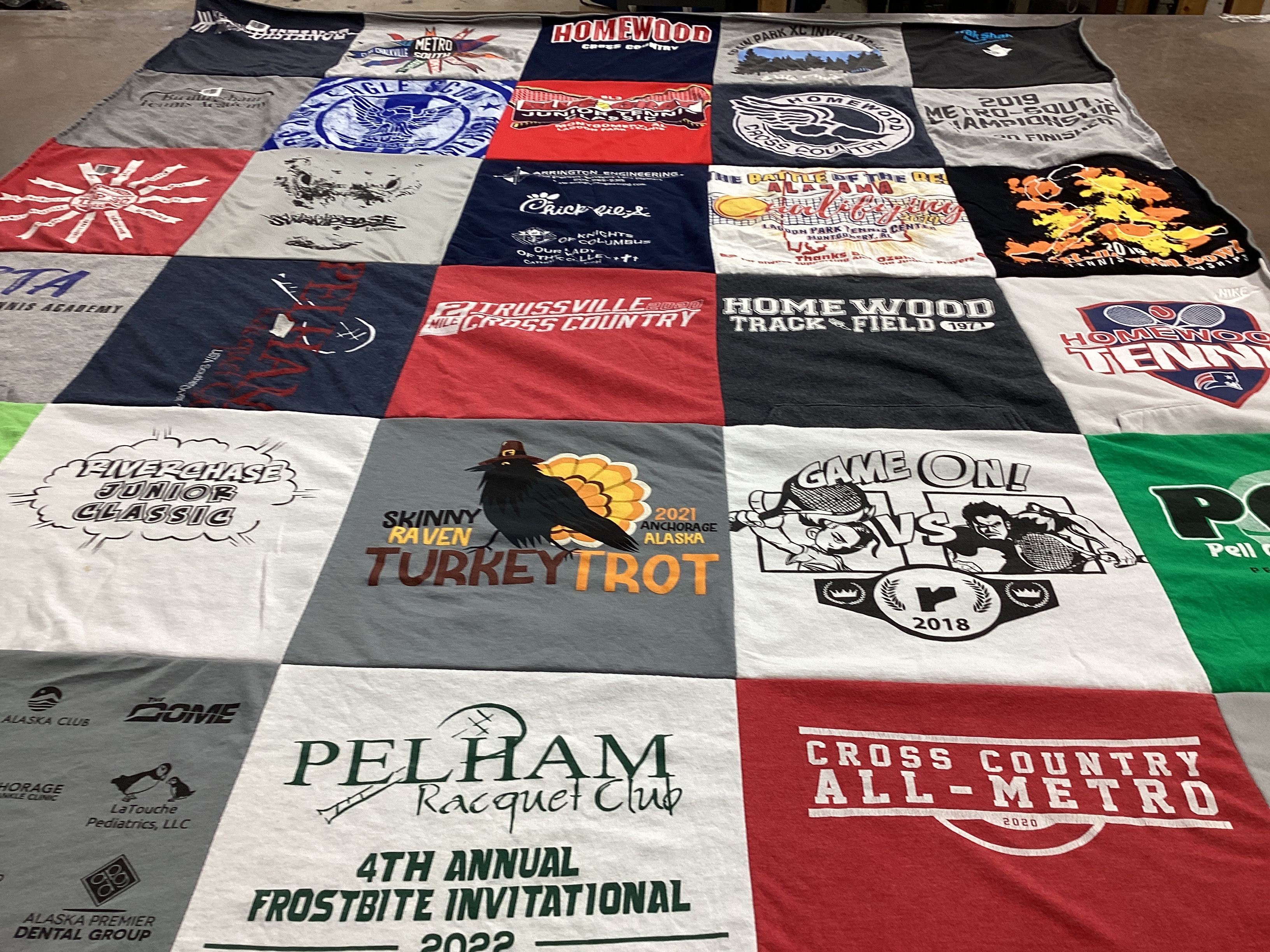 T-shirt quilt featuring homewood track and field, homewood tennis by Karen from AL
