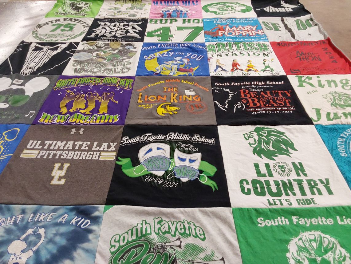 T-shirt quilt from south fayette middle school, south fayette high school by Anne from PA