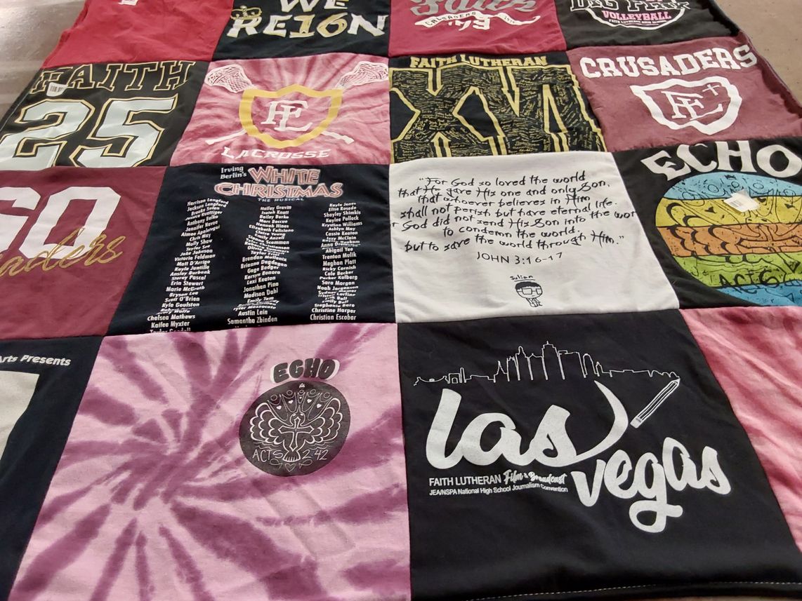 T-shirt quilt from faith lutheran high school by Candice from NV