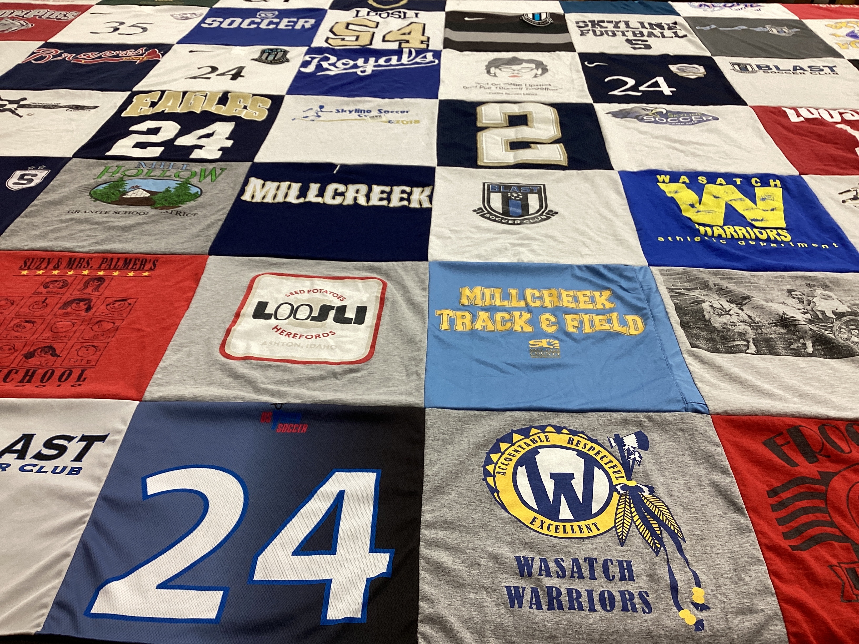 T-shirt quilt featuring wasatch warriors, blast soccer club by Michelle from UT