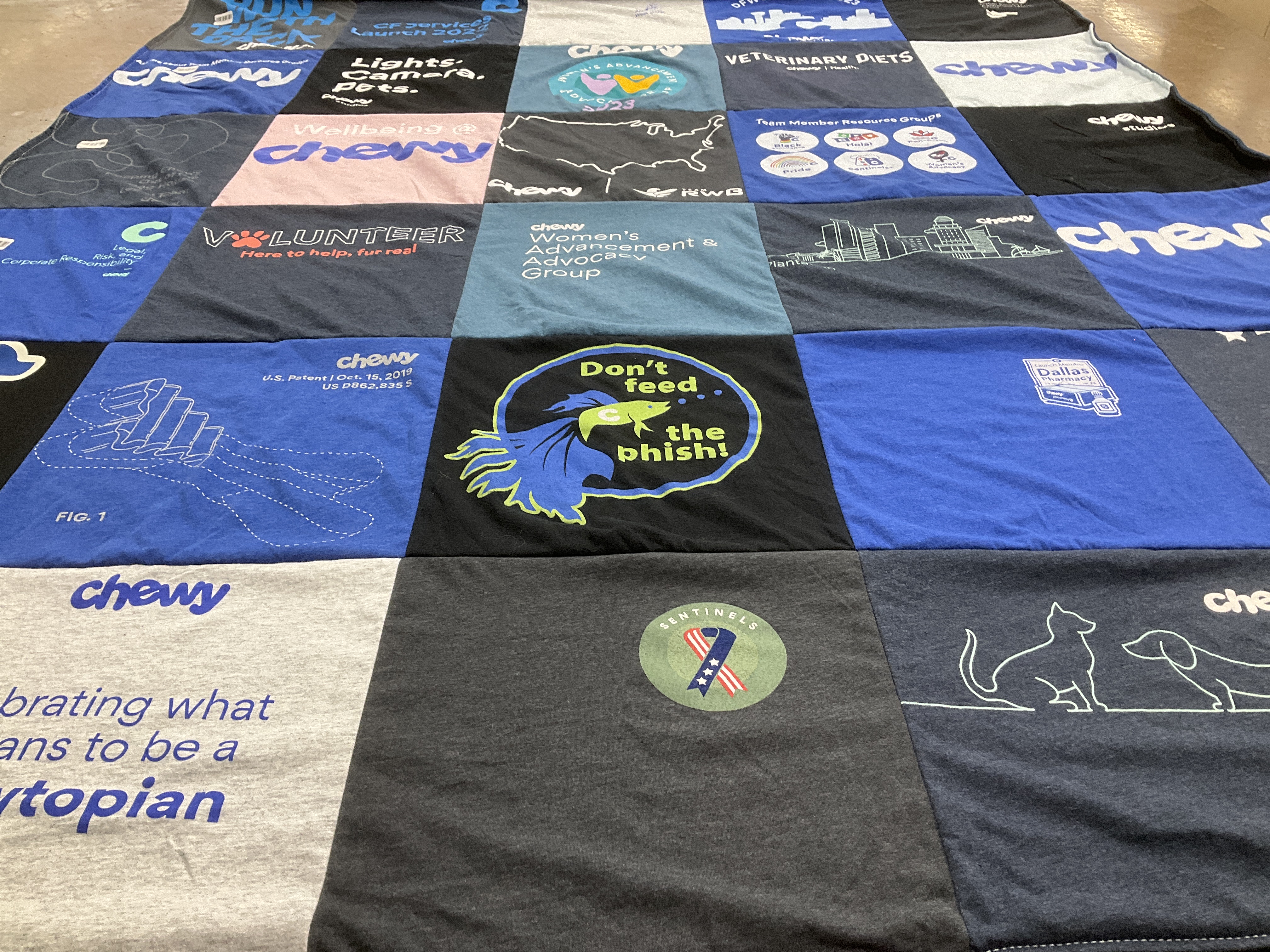 T-shirt quilt with animal care, volunteering themes by Suzanne from FL