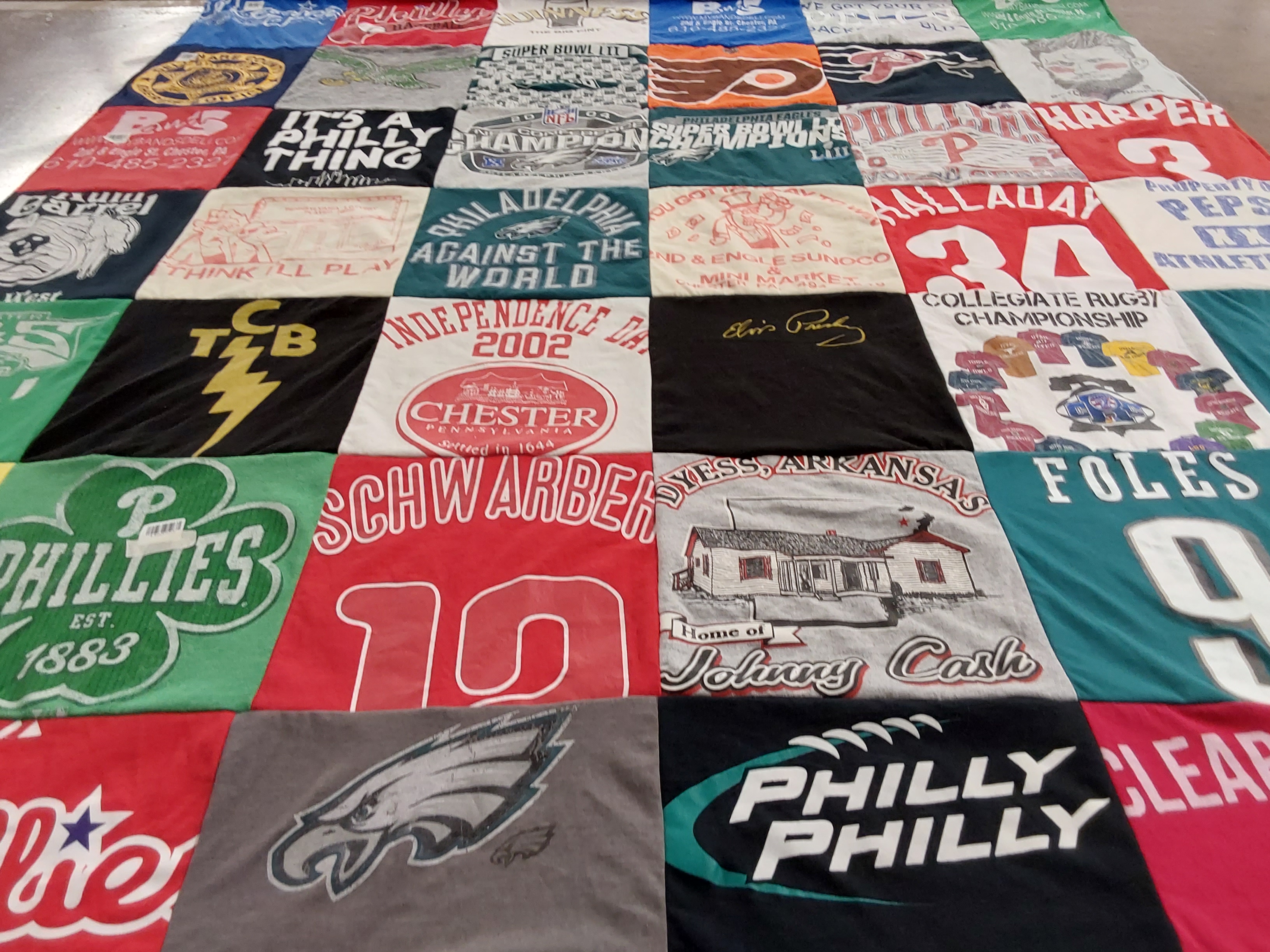 T-shirt quilt featuring philadelphia eagles, philadelphia phillies by patricia from PA