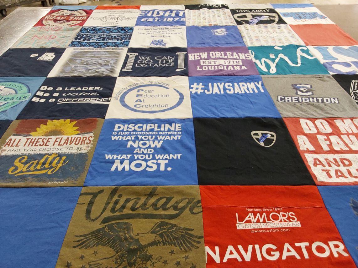 T-shirt quilt featuring creighton university by Cassandra from IL