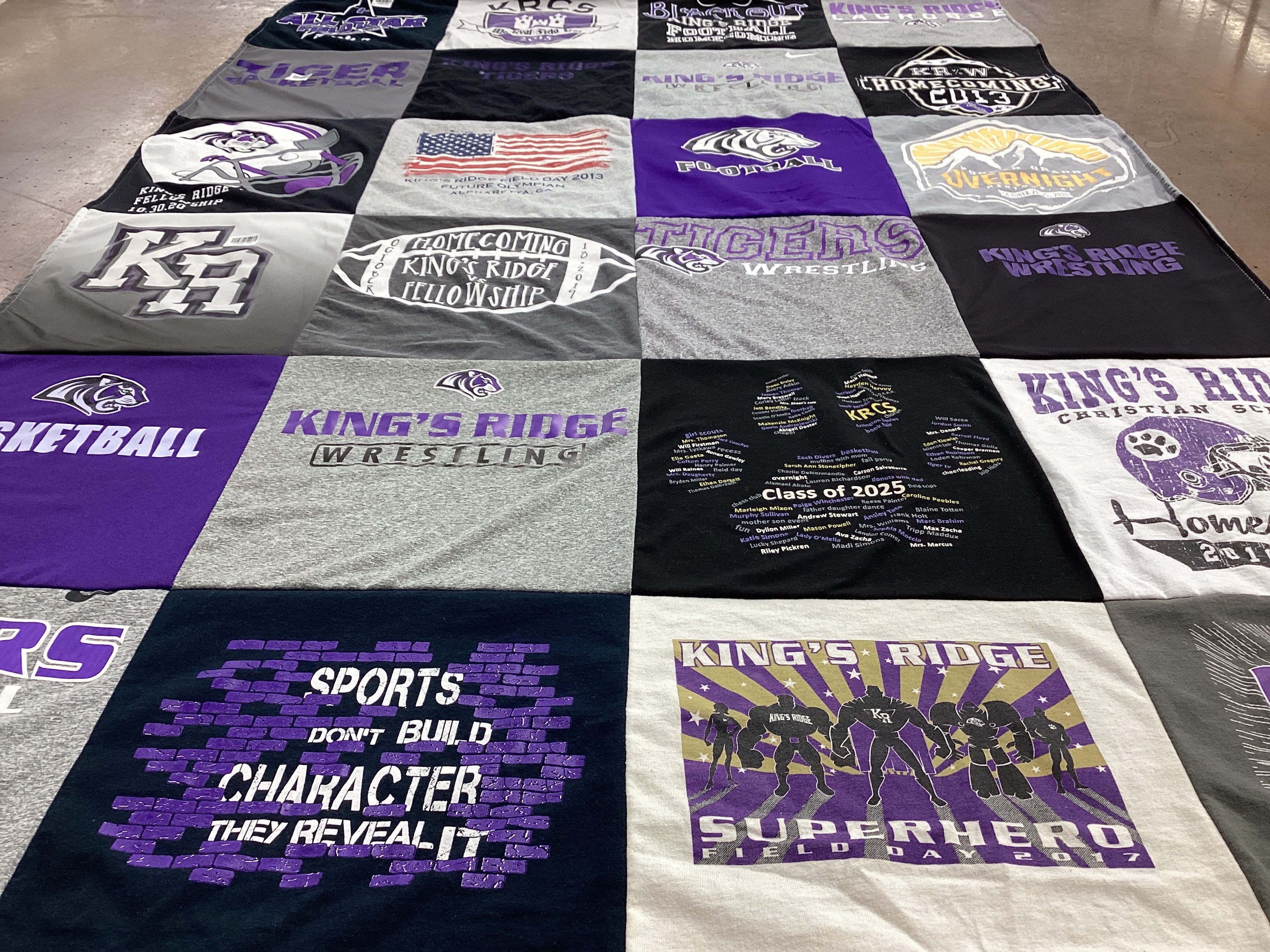 T-shirt quilt featuring king's ridge wrestling, king's ridge basketball by Lyndsi from GA