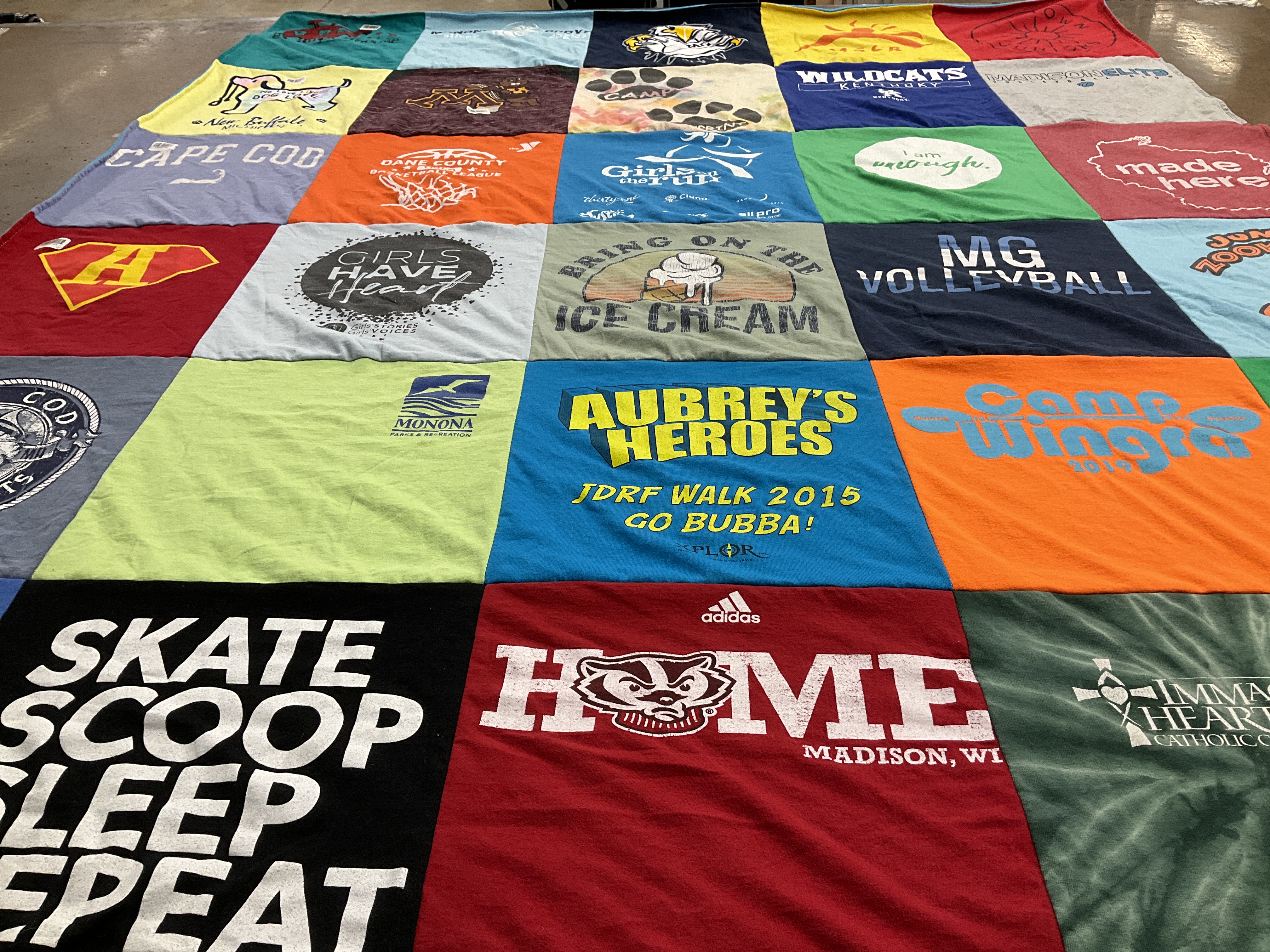 T-shirt quilt featuring wildcats, madison west high school by Sue from WI