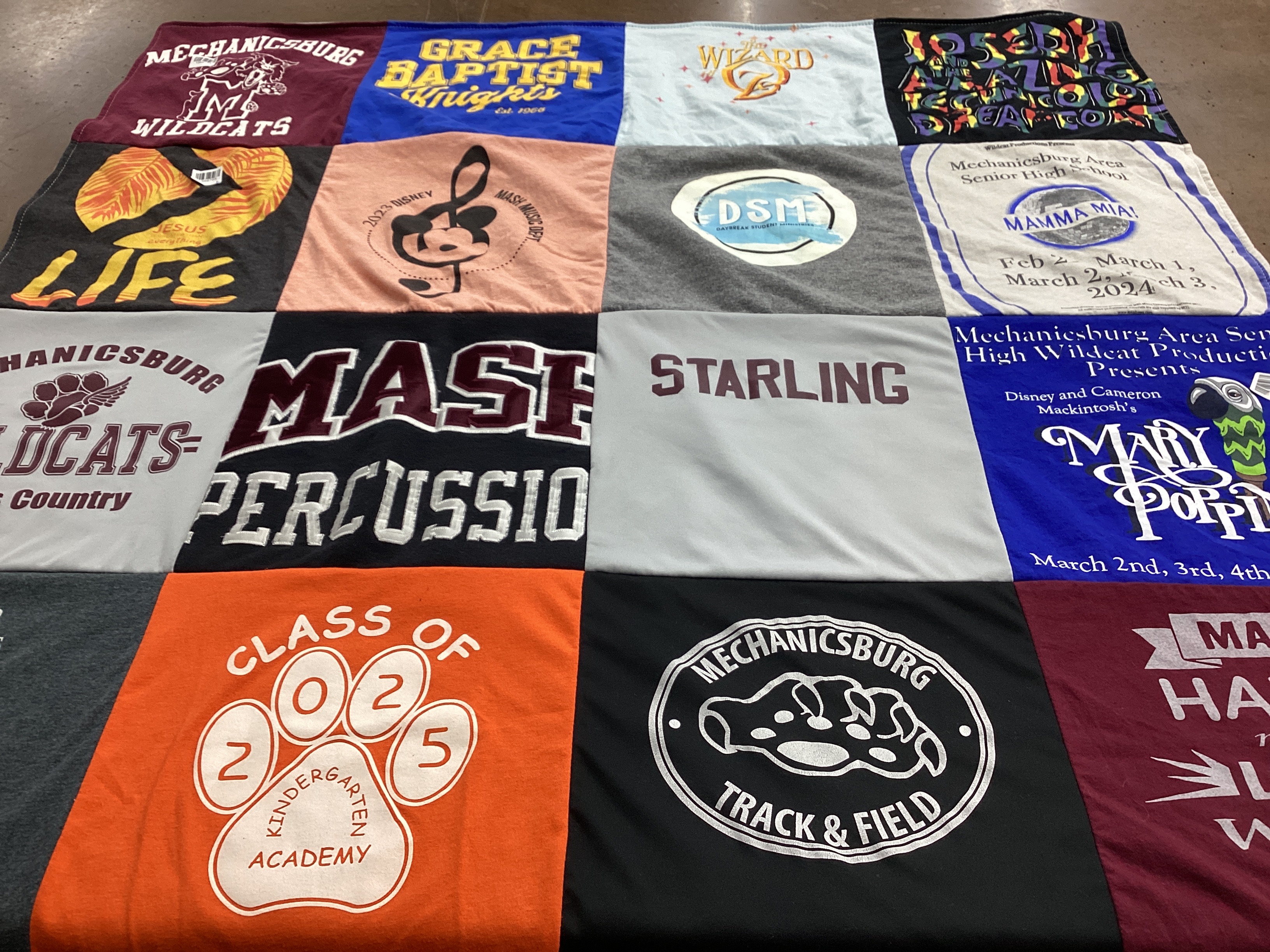 T-shirt quilt featuring mechanicsburg wildcats, mechanicsburg track & field by Carrie from PA
