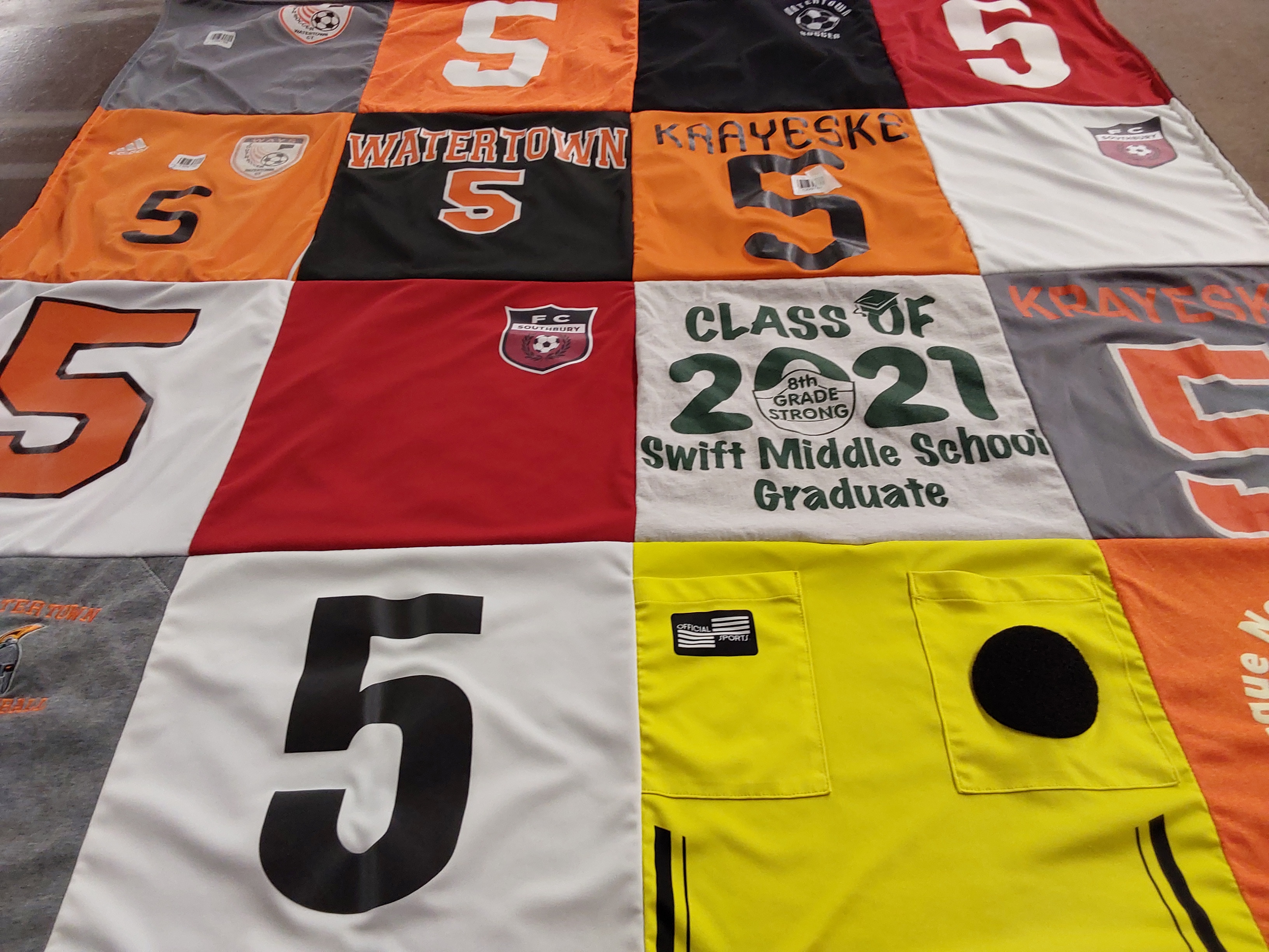 T-shirt quilt featuring watertown soccer team by DEBORAH from CT