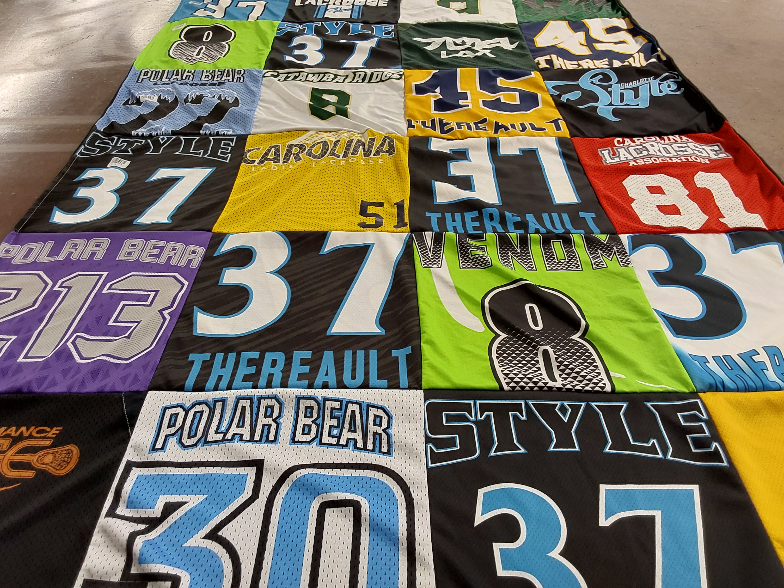 T-shirt quilt with lacrosse themes by Michelle from SC