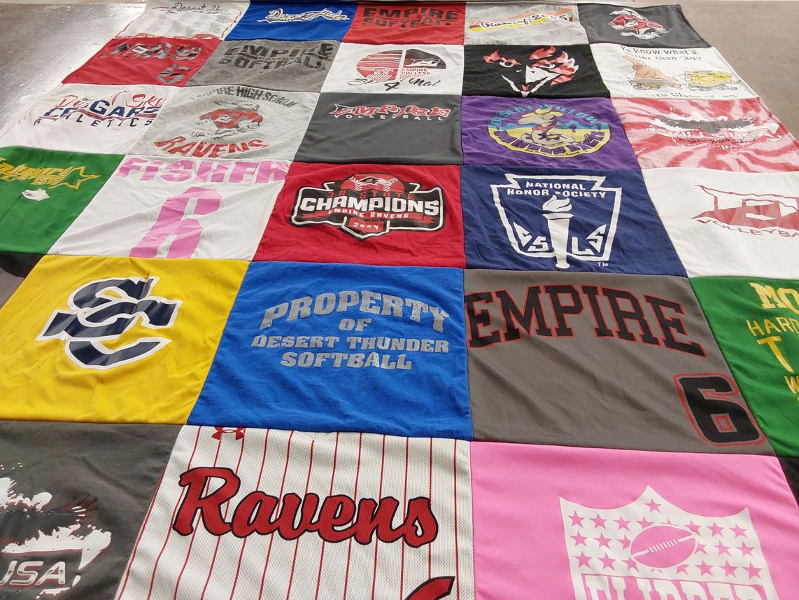 T-shirt quilt featuring ravens, empire softball by Melissa from AZ