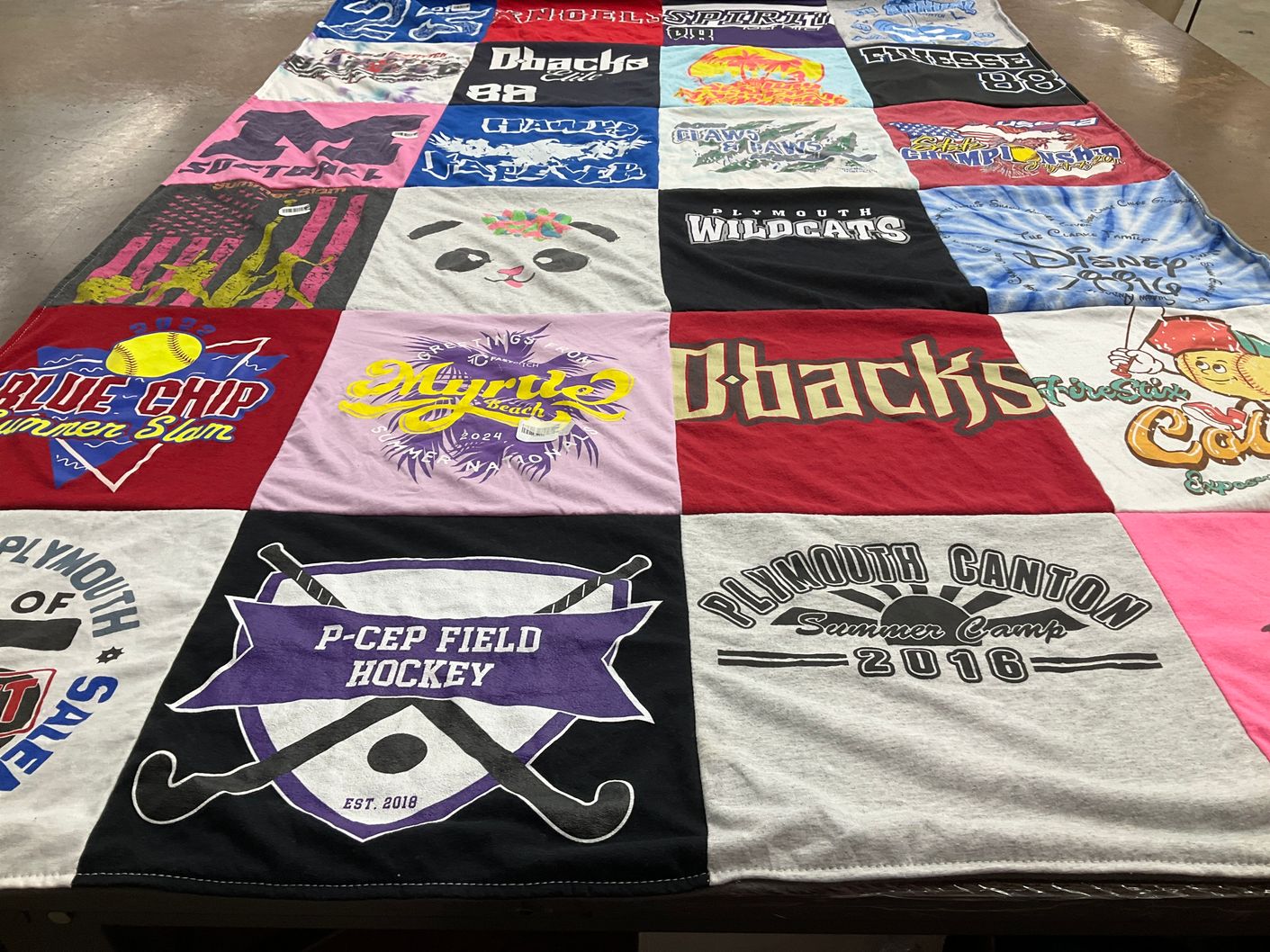 T-shirt quilt featuring dbacks, plymouth wildcats by Lynette from MI