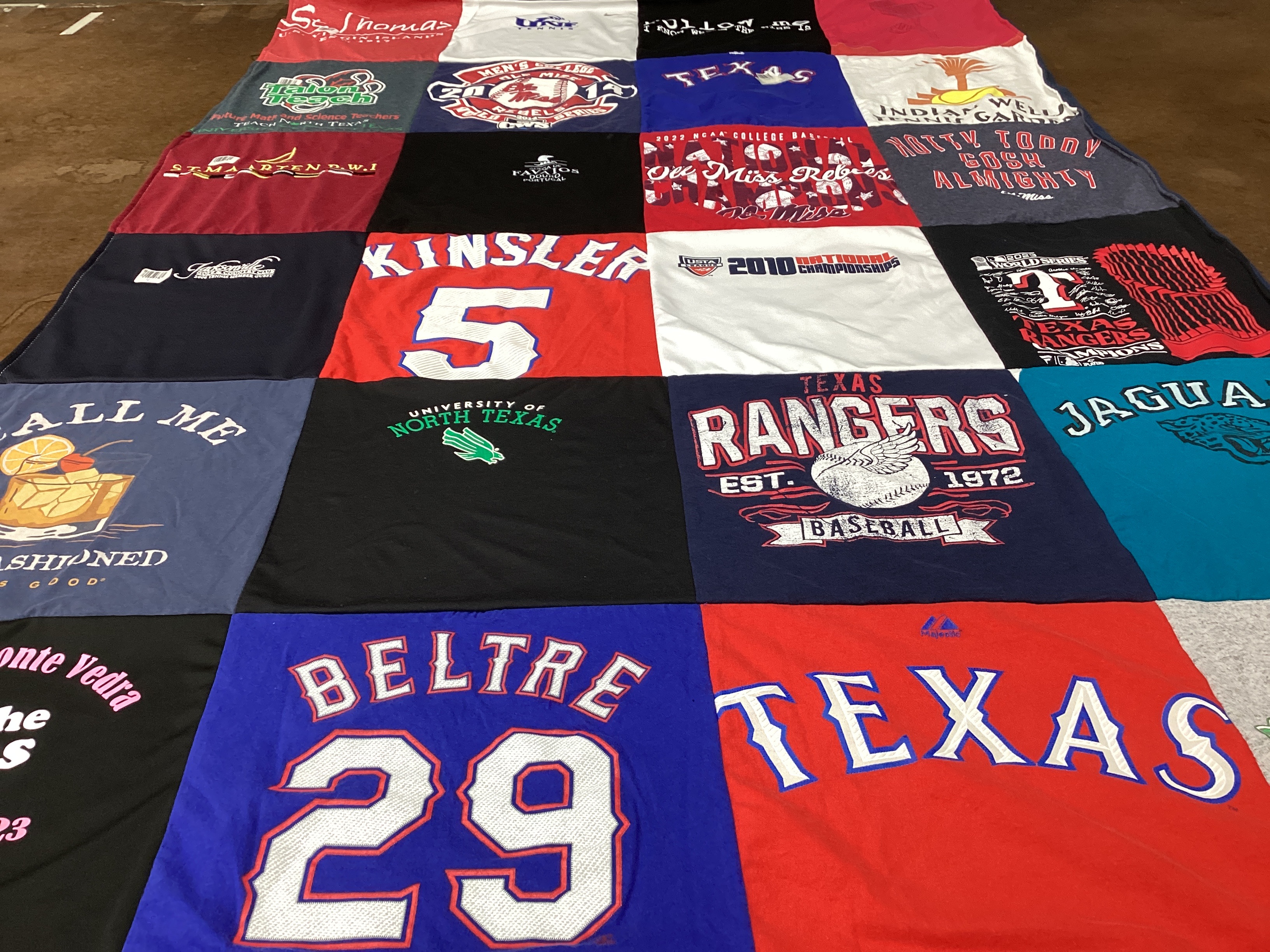 T-shirt quilt featuring texas rangers by Linda from NC