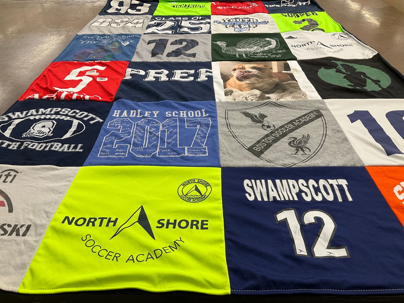 T-shirt quilt featuring swampscott football, boston soccer academy by Gargi from MA
