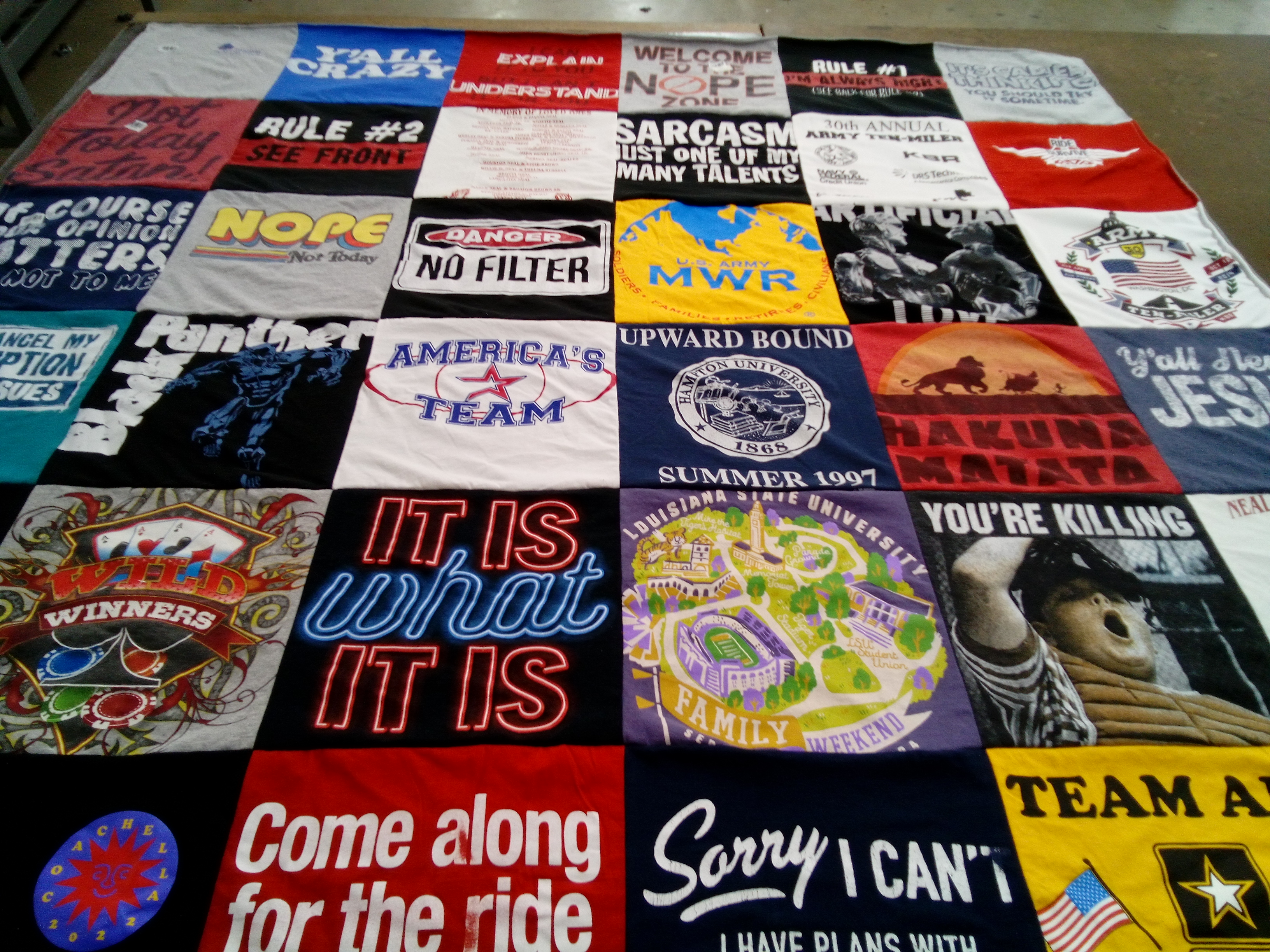 T-shirt quilt from retreat university, louisiana state university by Eileeca from CA