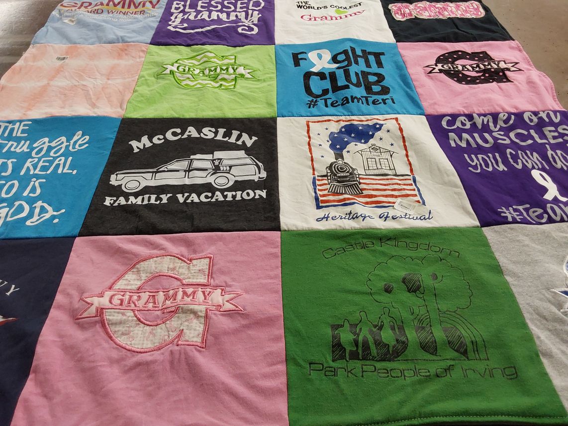 T-shirt quilt with family, vacation themes by Patricia from TX