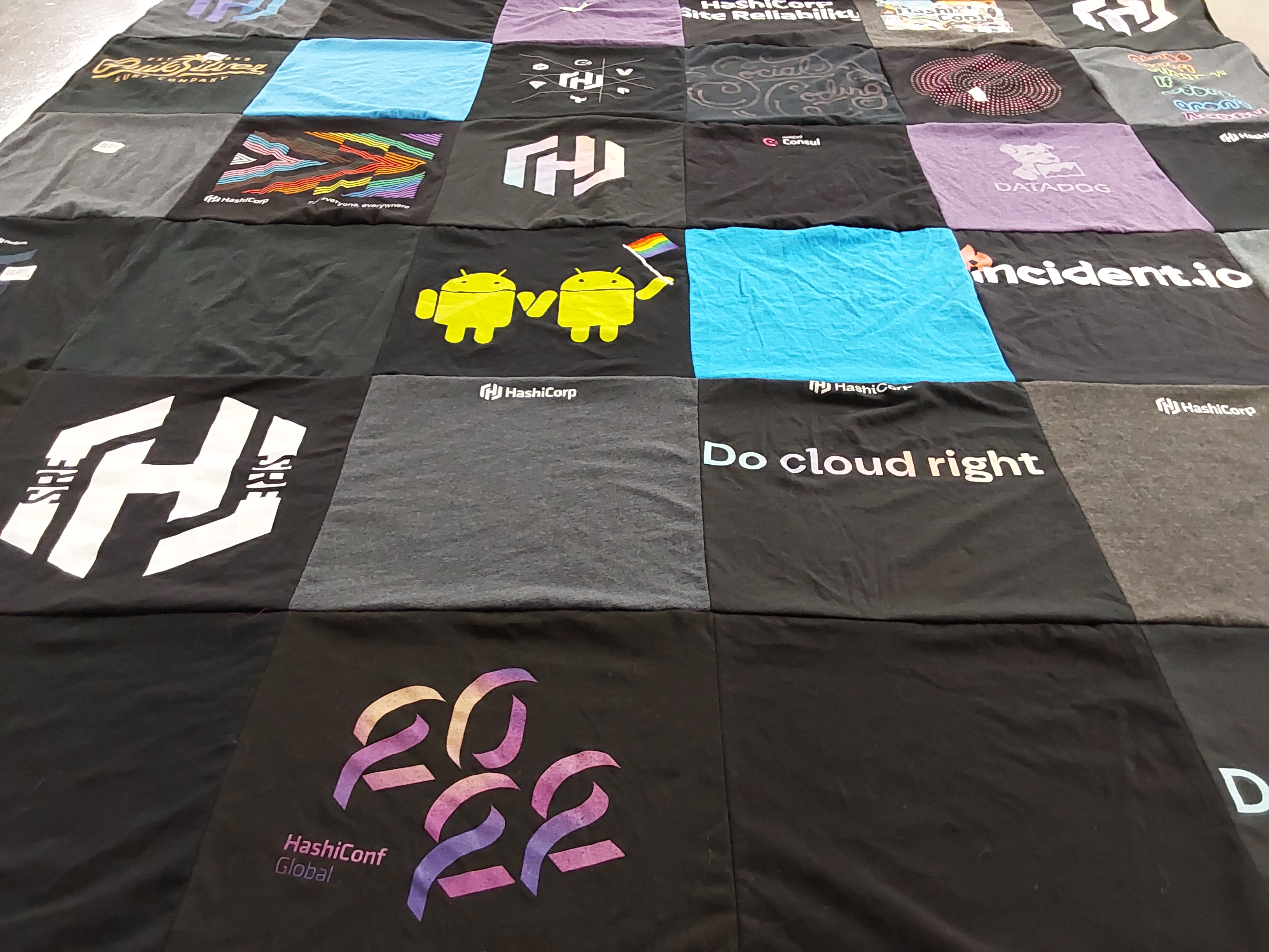 T-shirt quilt with technology, cloud computing themes by Martin from FL