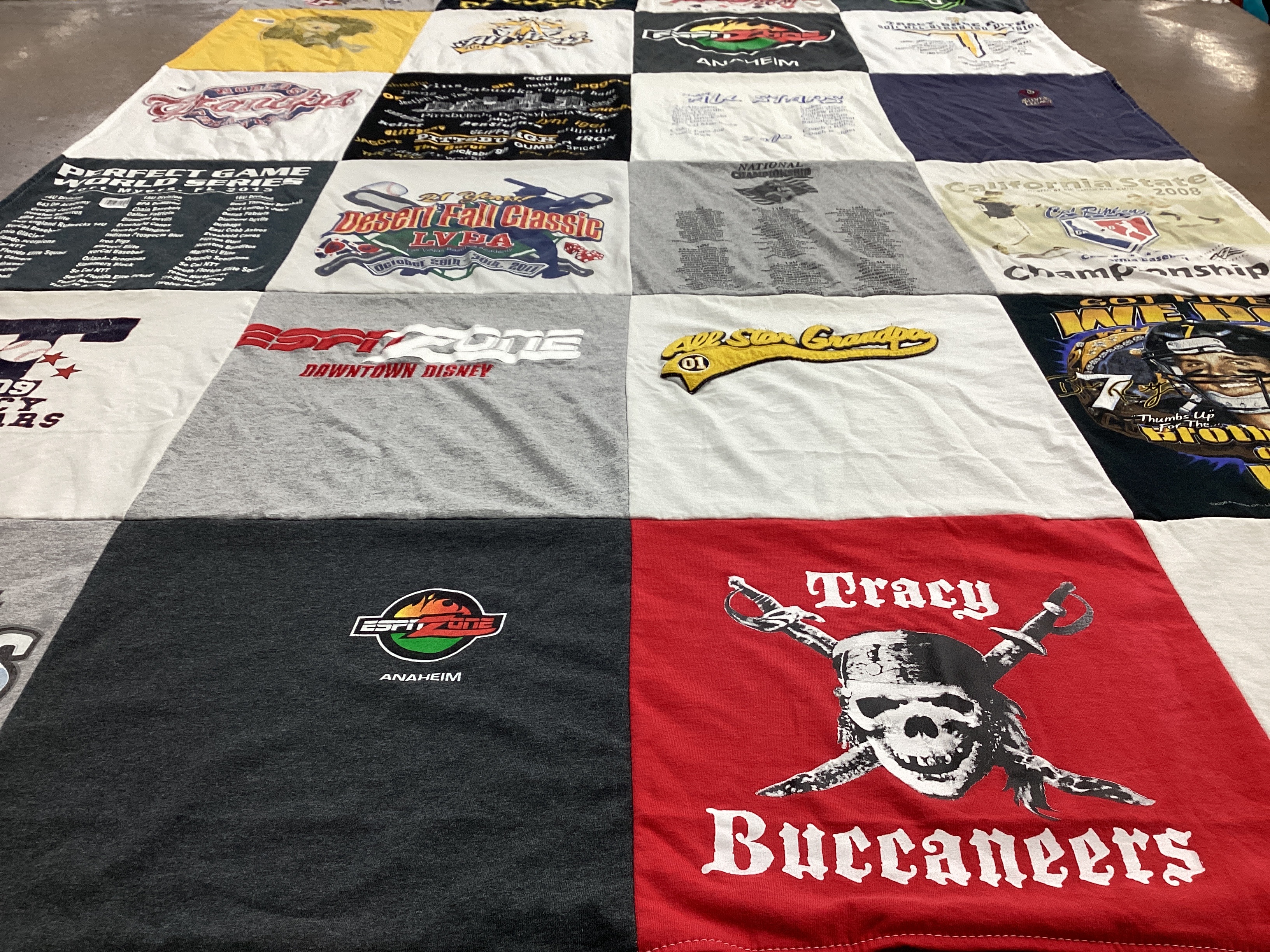 T-shirt quilt featuring tracy buccaneers by Dianne from CA