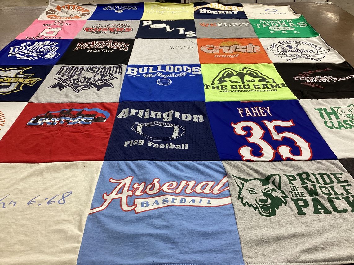 T-shirt quilt featuring renegades hockey, bulldogs basketball by Jennifer from IL