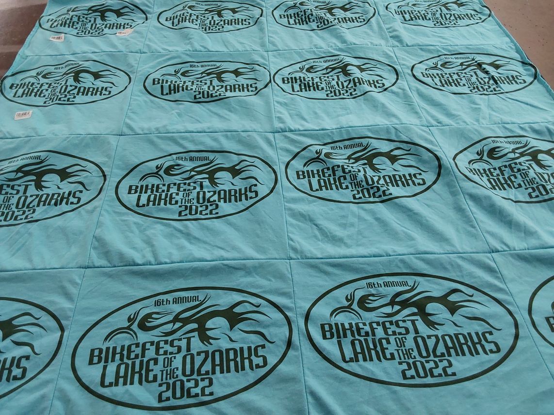 T-shirt quilt with motorcycles, outdoor events themes by Jack from MO