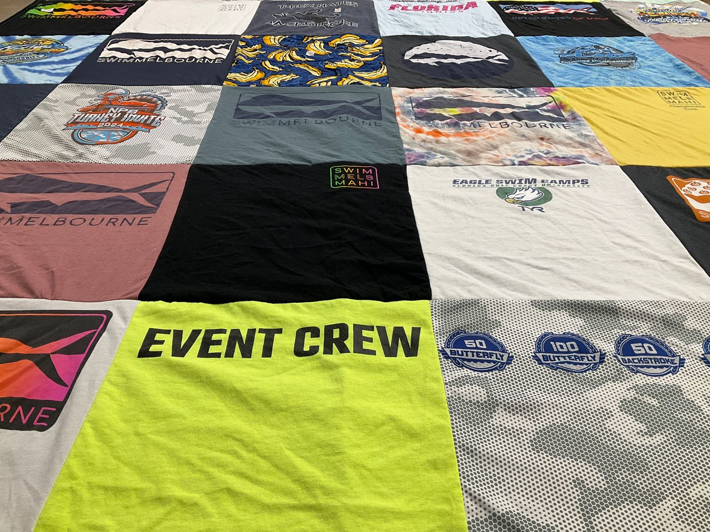 T-shirt quilt with swimming, events themes by Maile from FL