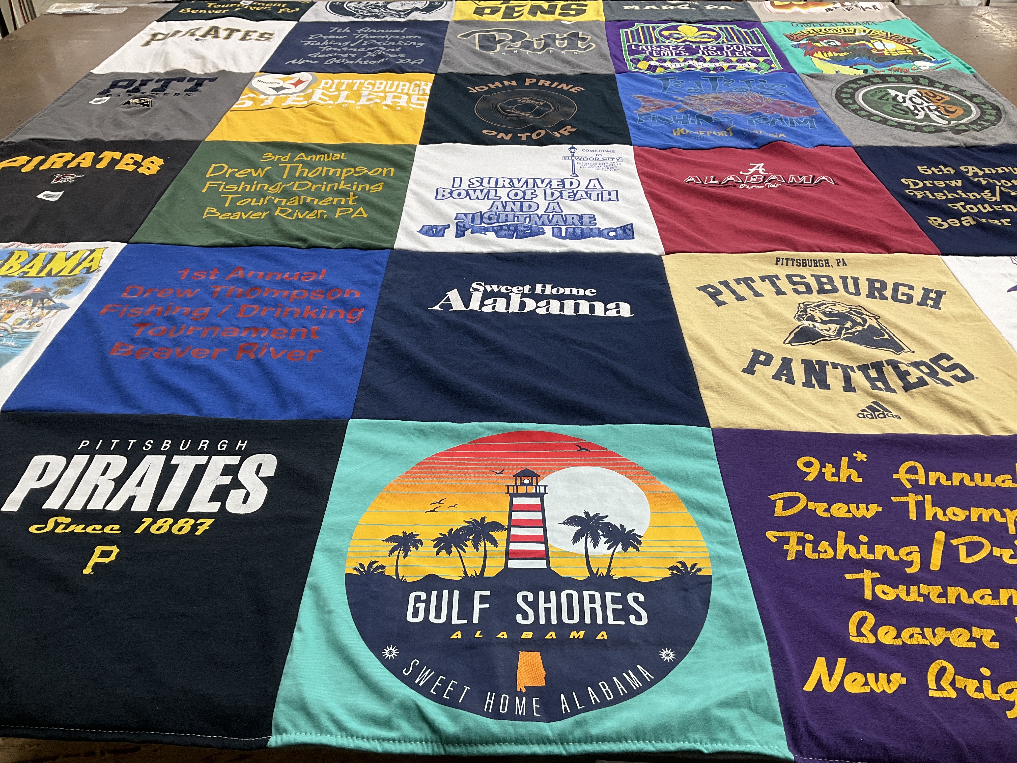 T-shirt quilt featuring pittsburgh pirates, pittsburgh steelers by Drew from AL