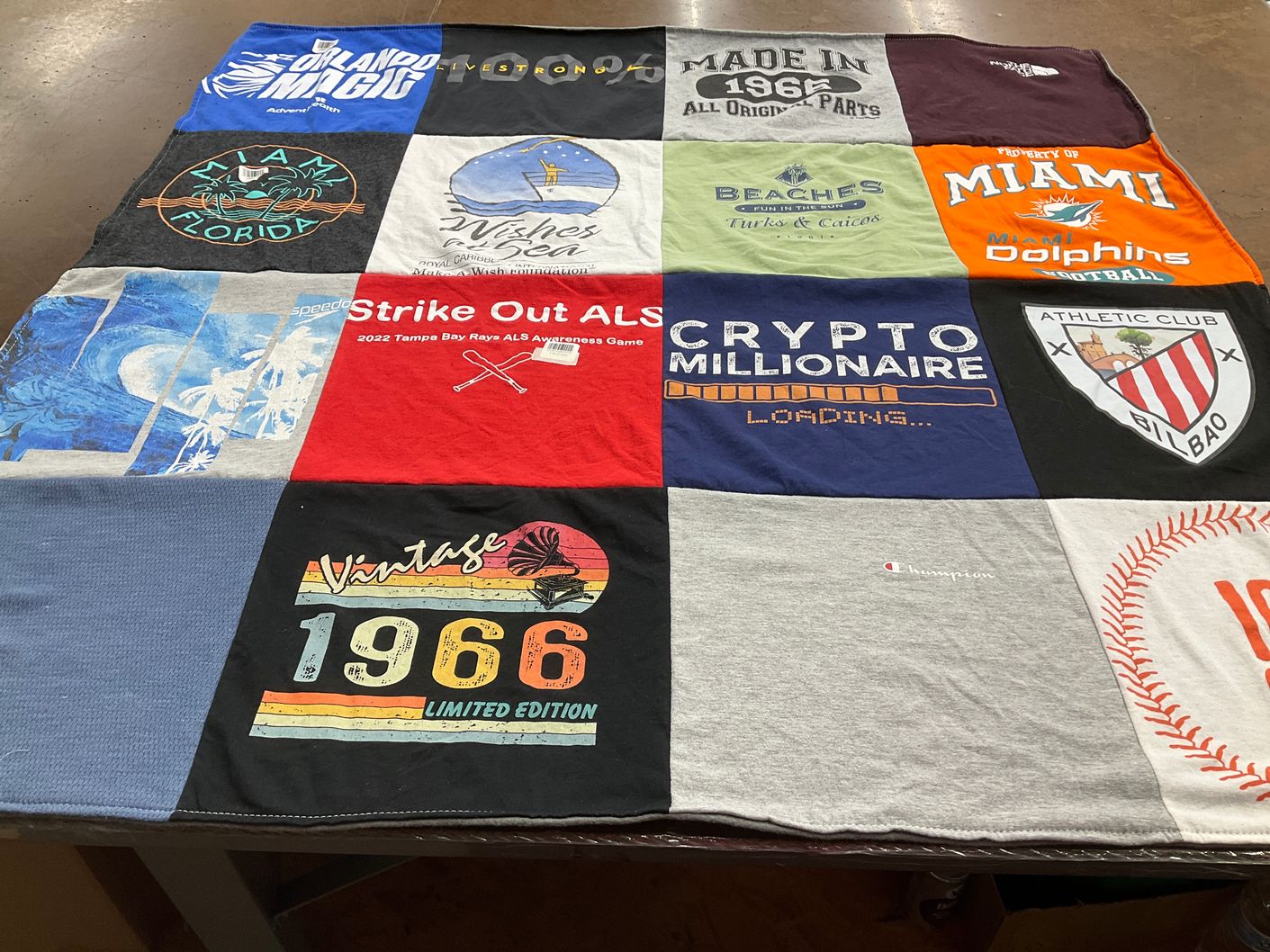 T-shirt quilt featuring miami dolphins, tampa bay rays by Shelly from FL