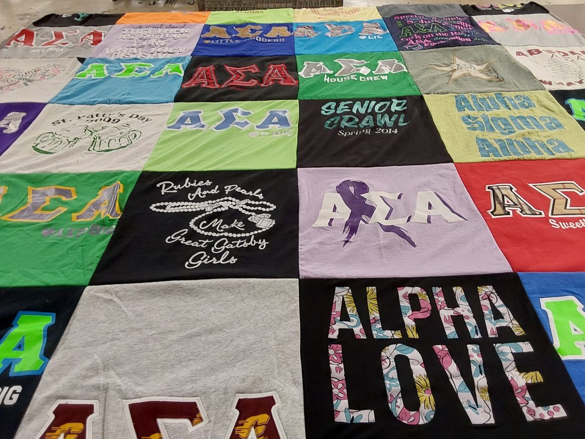 T-shirt quilt with sorority, friendship themes by Meghan from FL