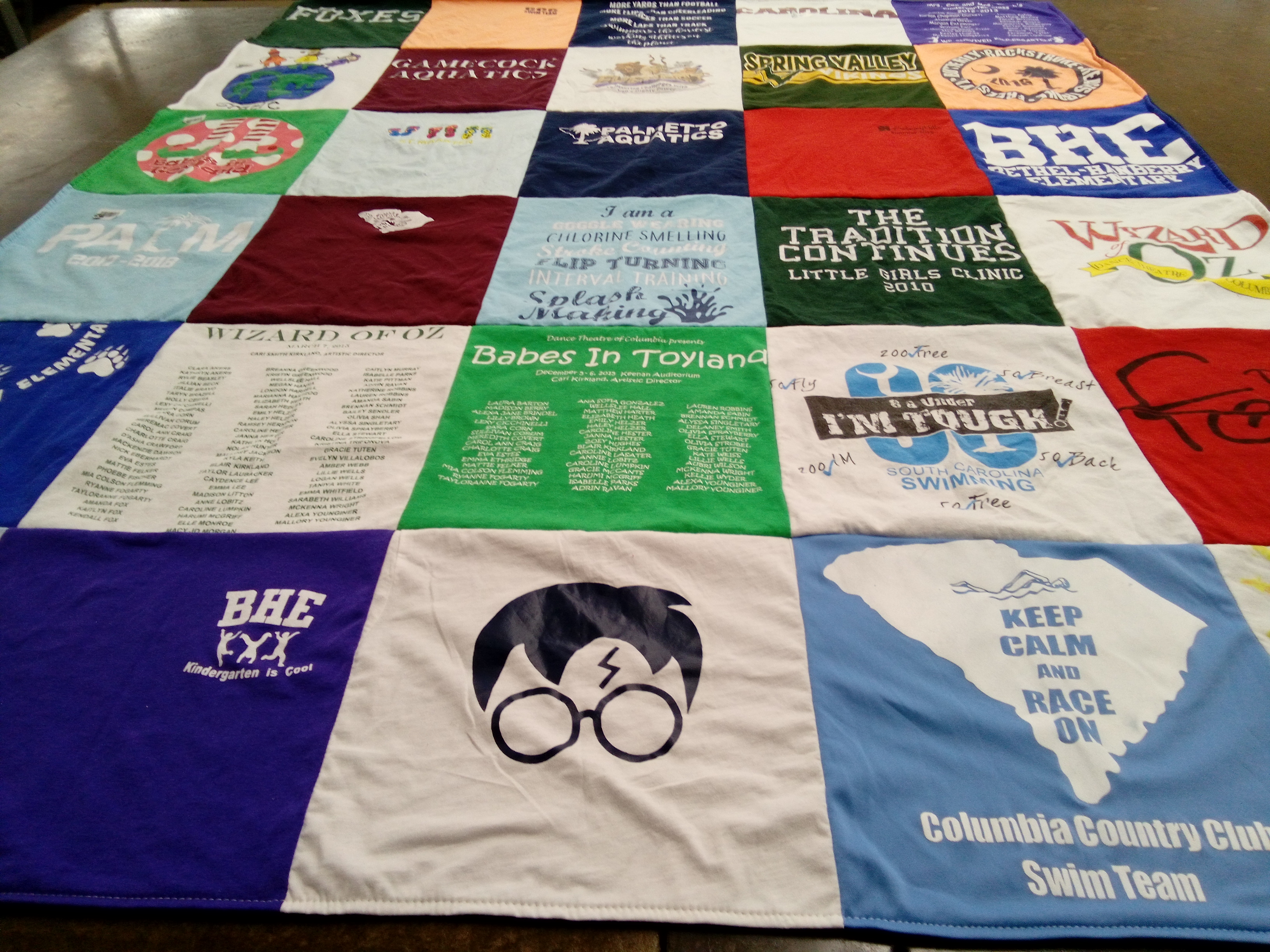 T-shirt quilt from gamecock aquatics, spring valley high school by Lynn from SC