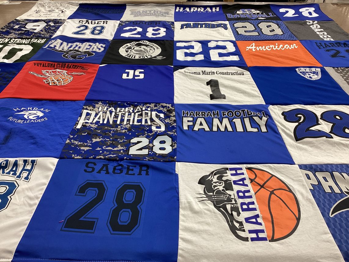 T-shirt quilt featuring harrah panthers by Tammy from OK