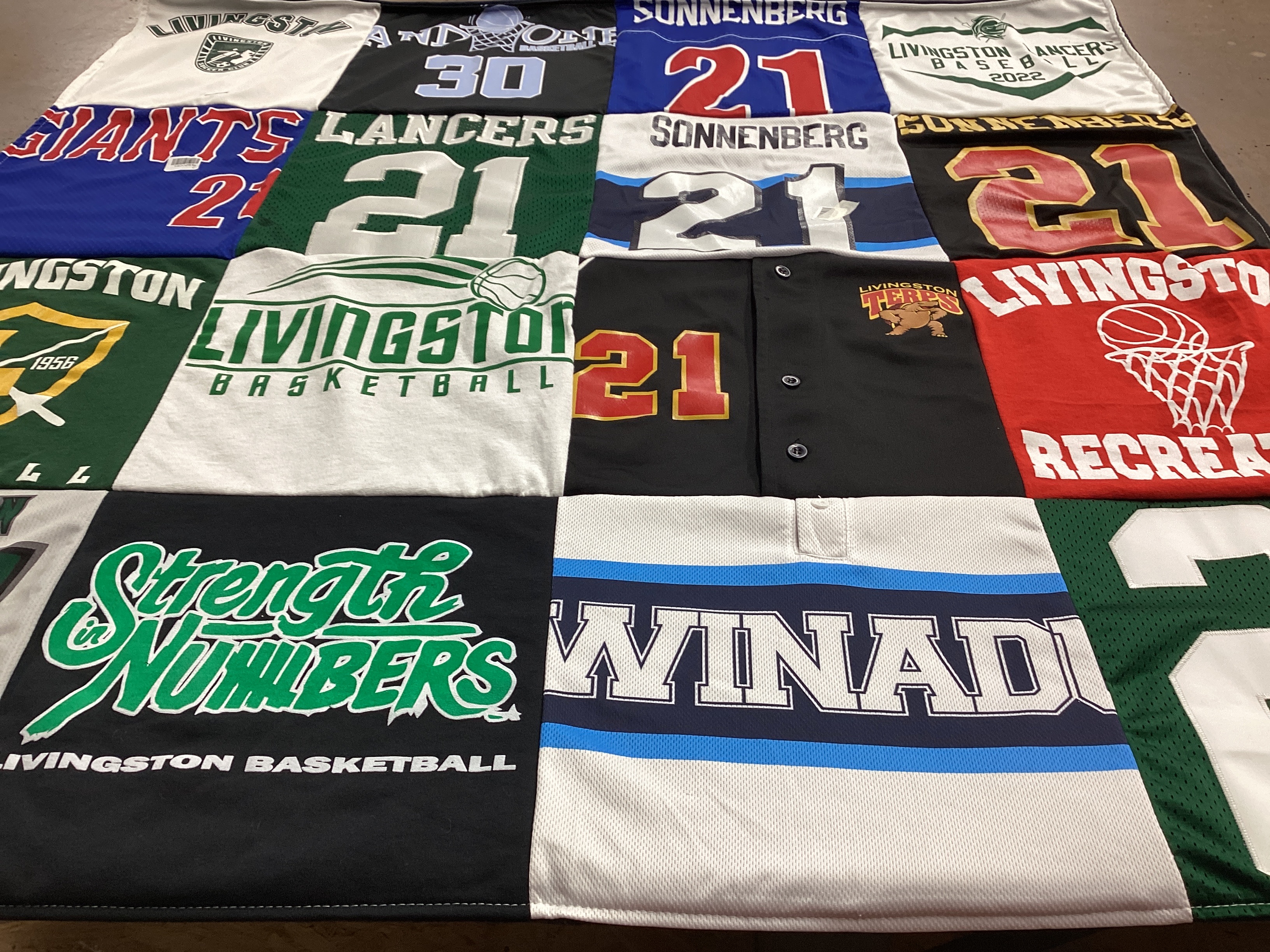 T-shirt quilt featuring livingston basketball by Beth from NJ