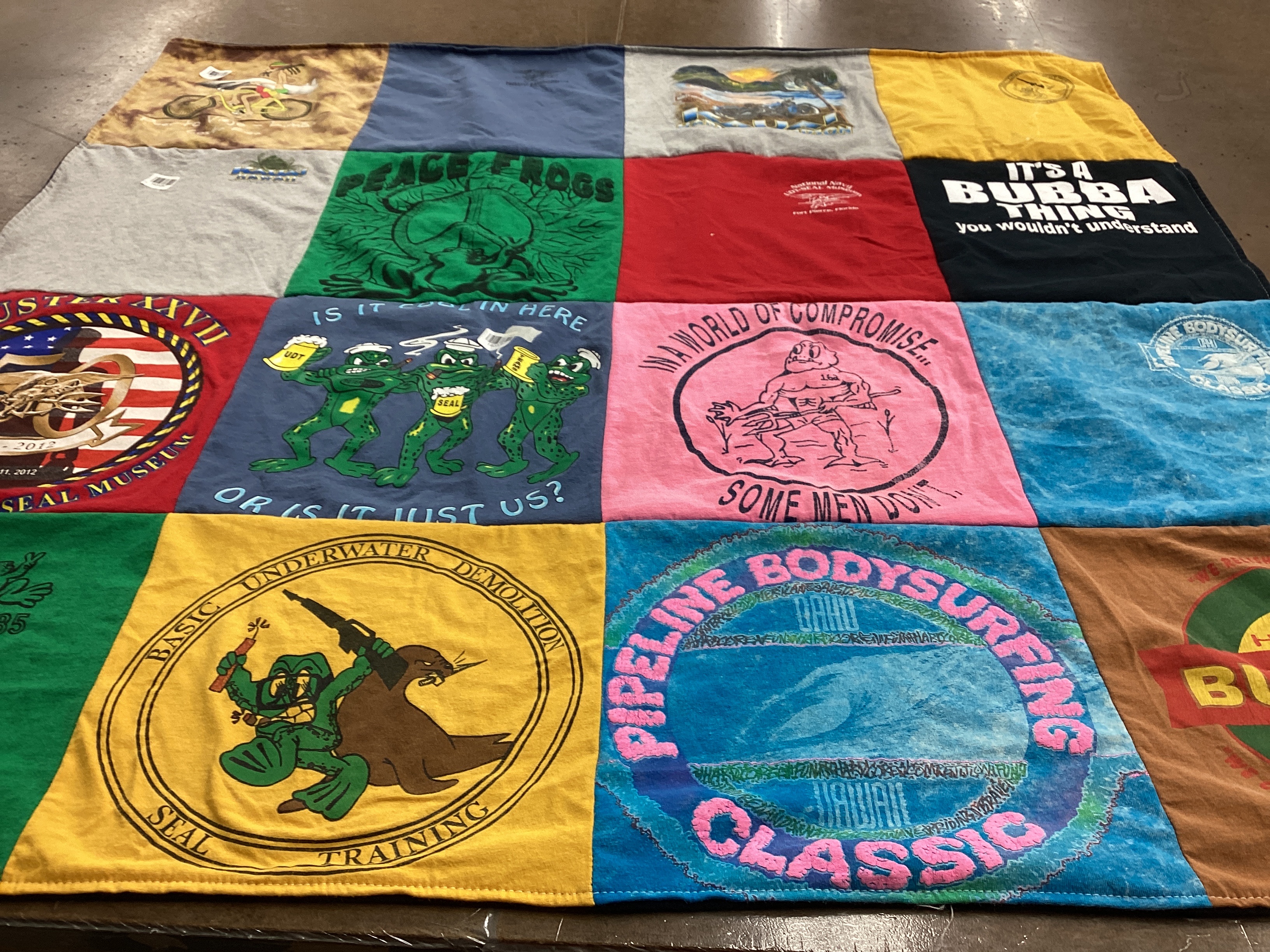 T-shirt quilt with military, training themes by Tamara from WA