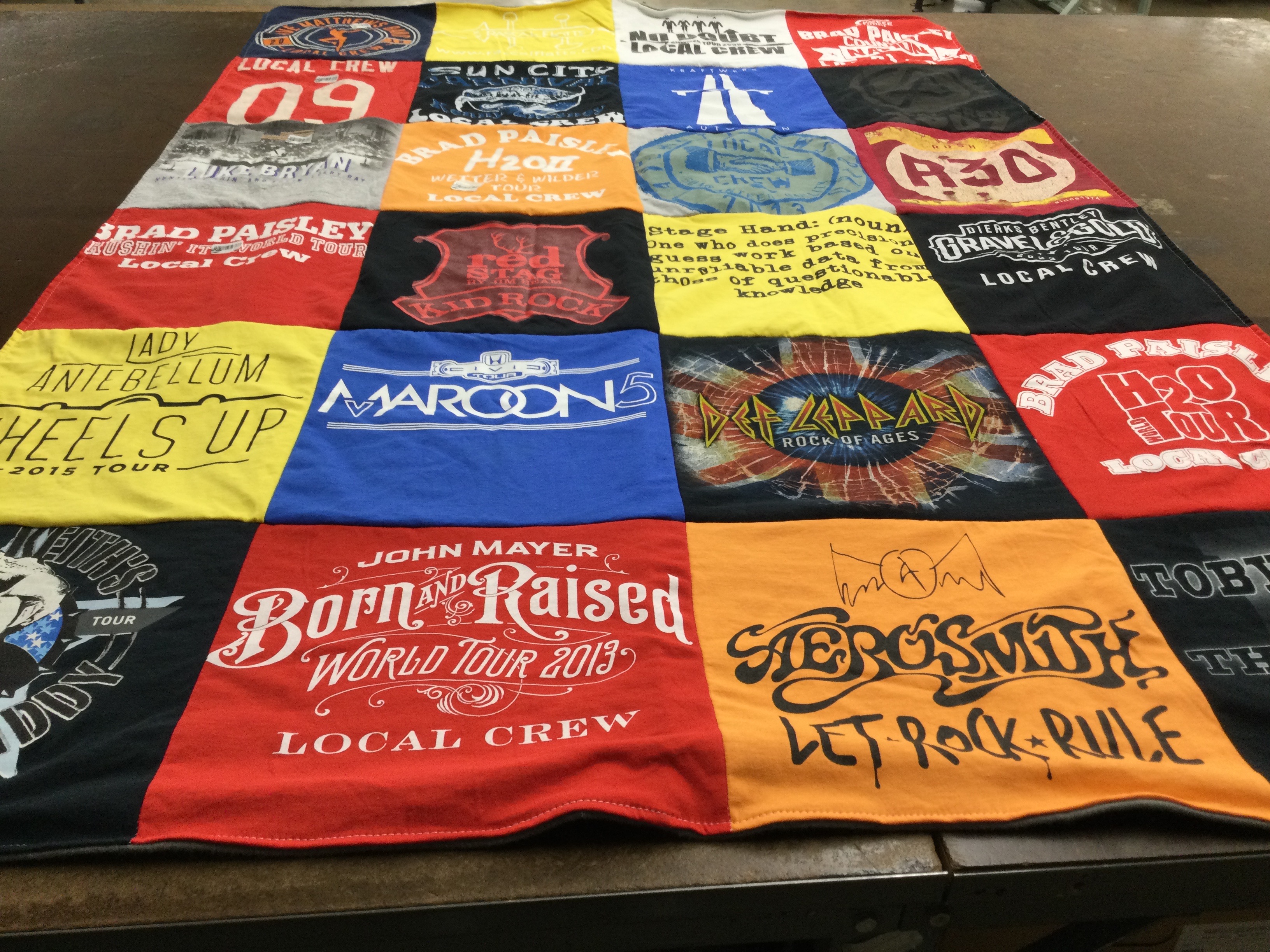 T-shirt quilt with music, concerts themes by Jeff from VA