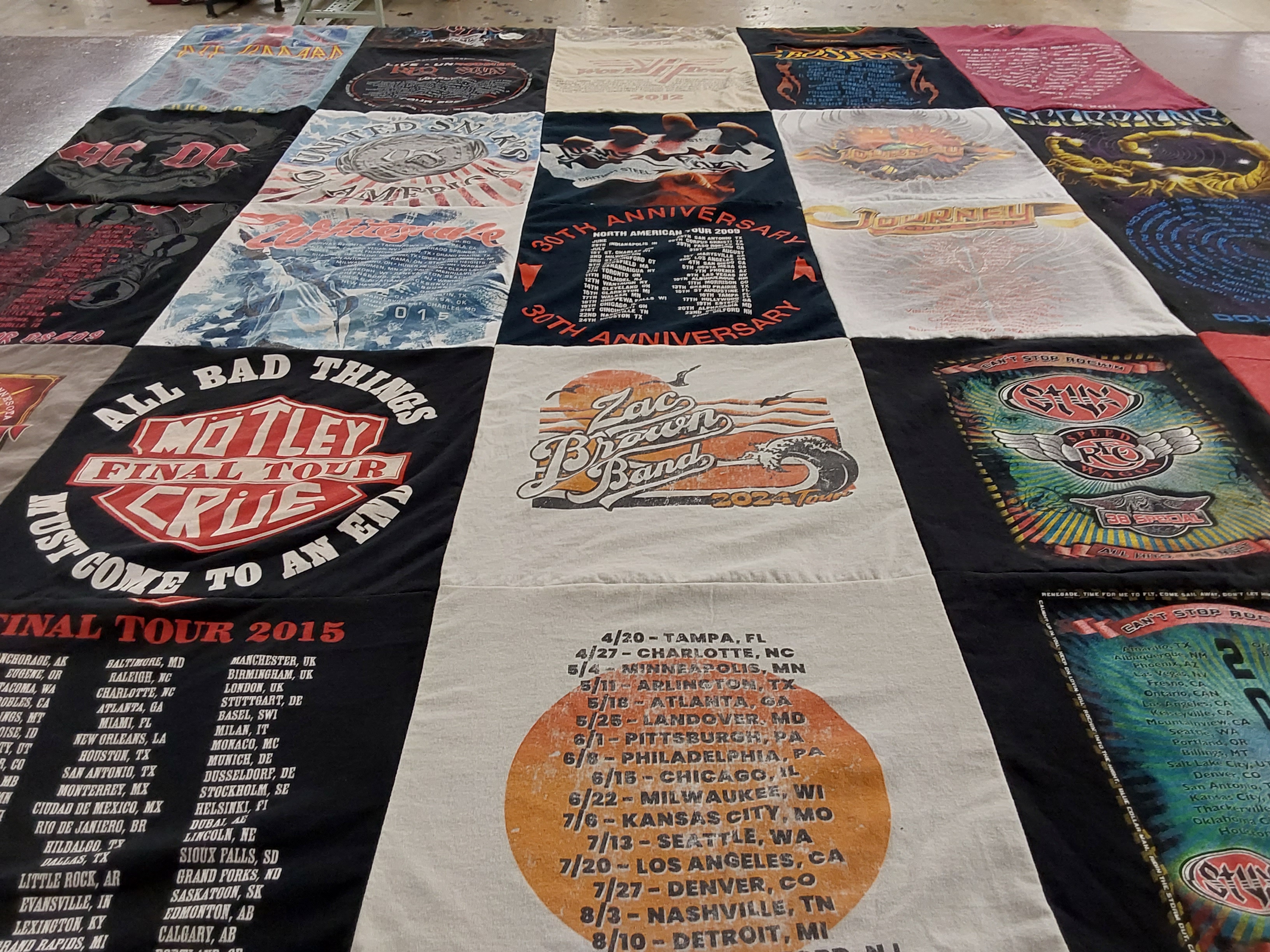 T-shirt quilt with music, rock themes by Kelly from MN