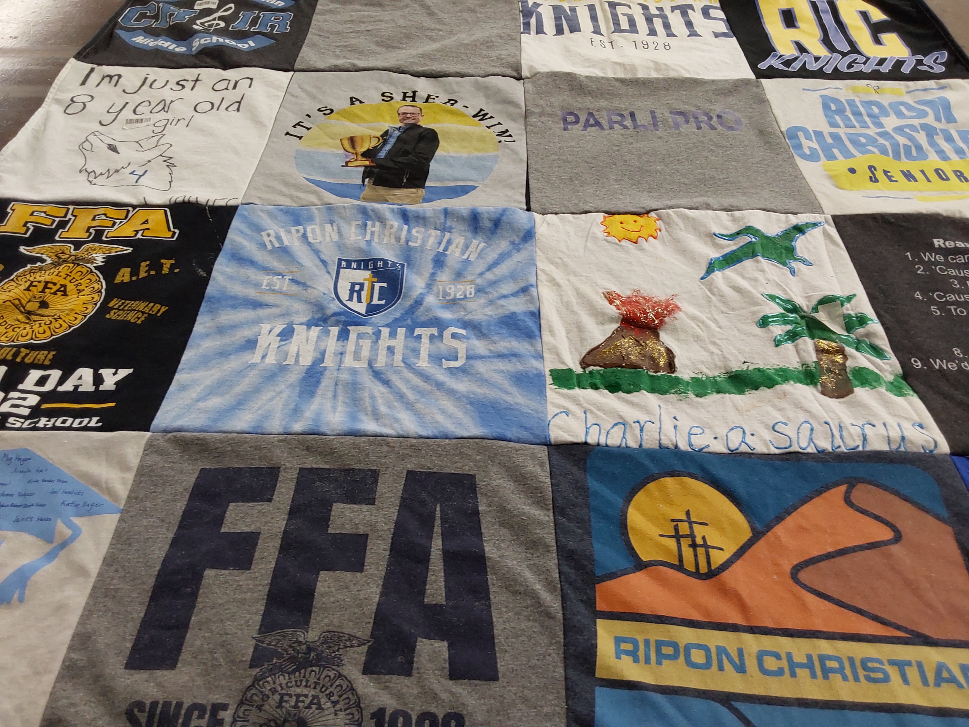 T-shirt quilt featuring ripon christian knights by T from CA