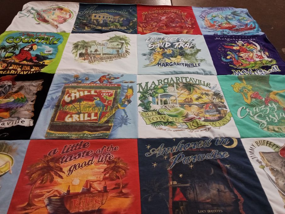T-shirt quilt with beach, tropical themes by Gwendolyn from AL